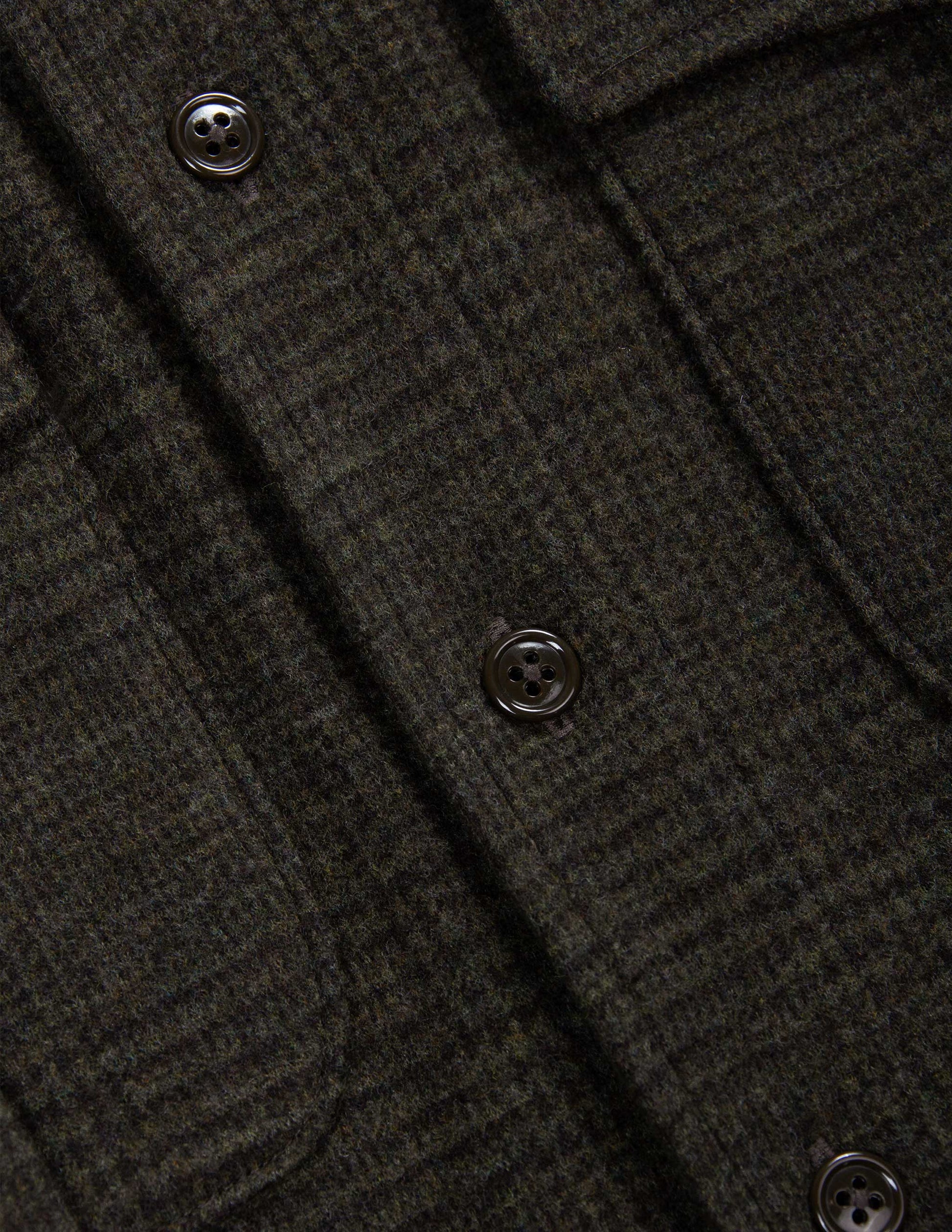 Meade Wool Glen Plaid Overshirt in Olive Drab
