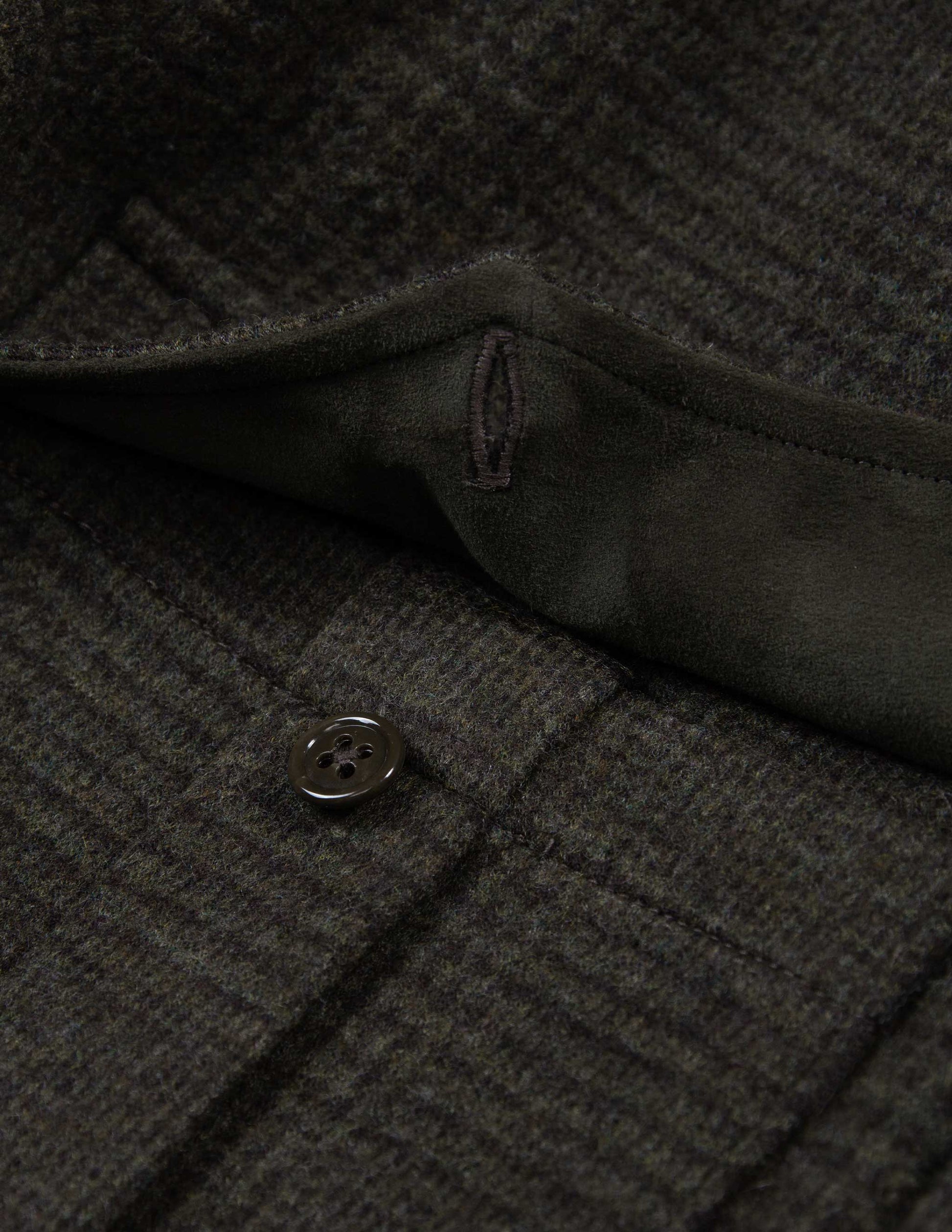 Meade Wool Glen Plaid Overshirt in Olive Drab