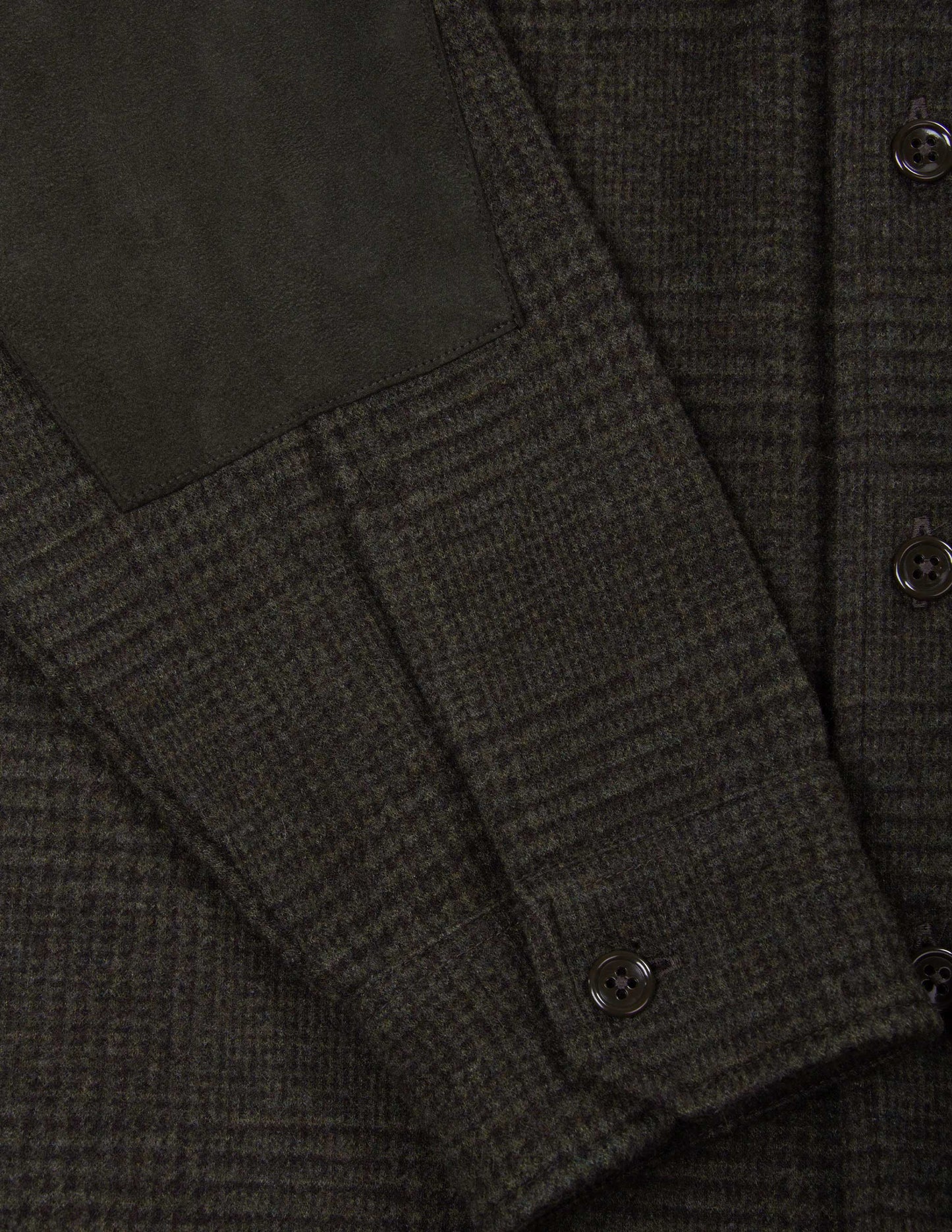 Meade Wool Glen Plaid Overshirt in Olive Drab