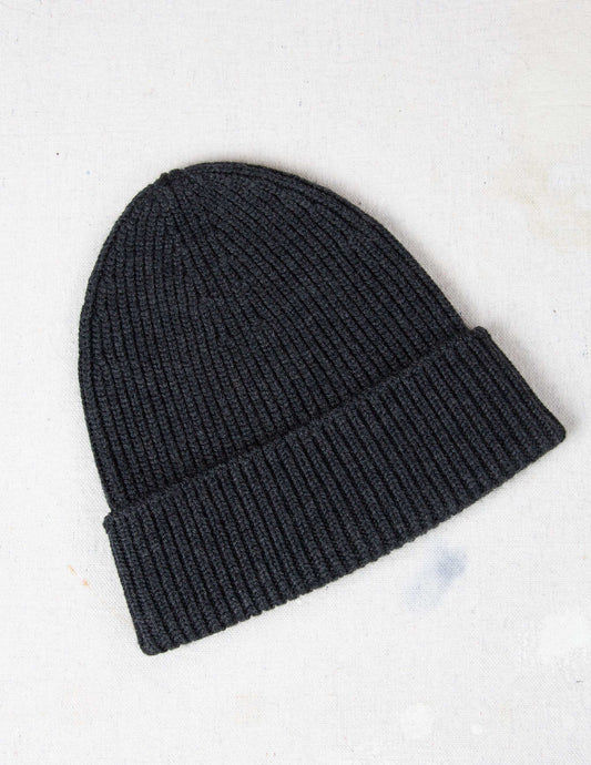 Italian Merino Wool Watch Cap in Charcoal