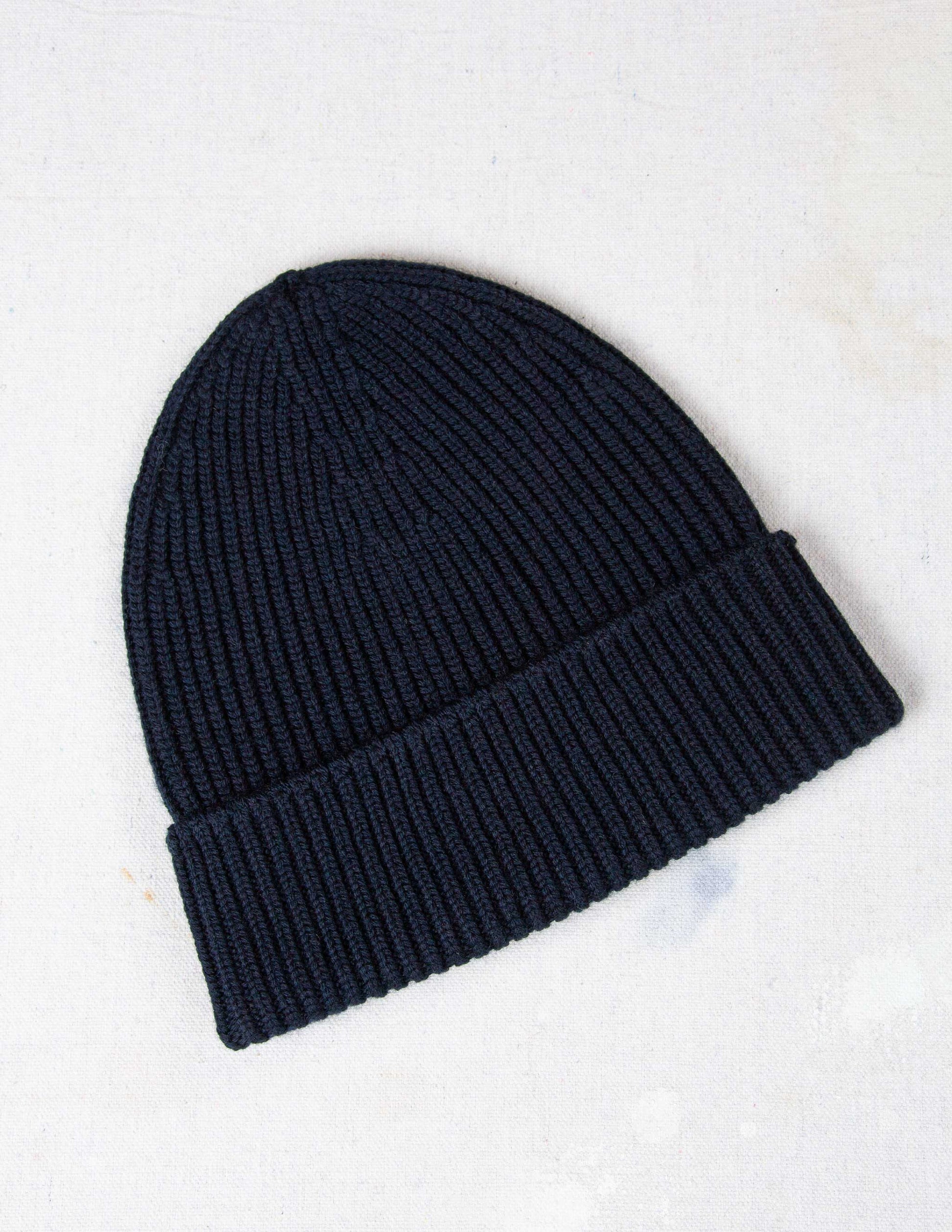 Italian Merino Wool Watch Cap in Navy