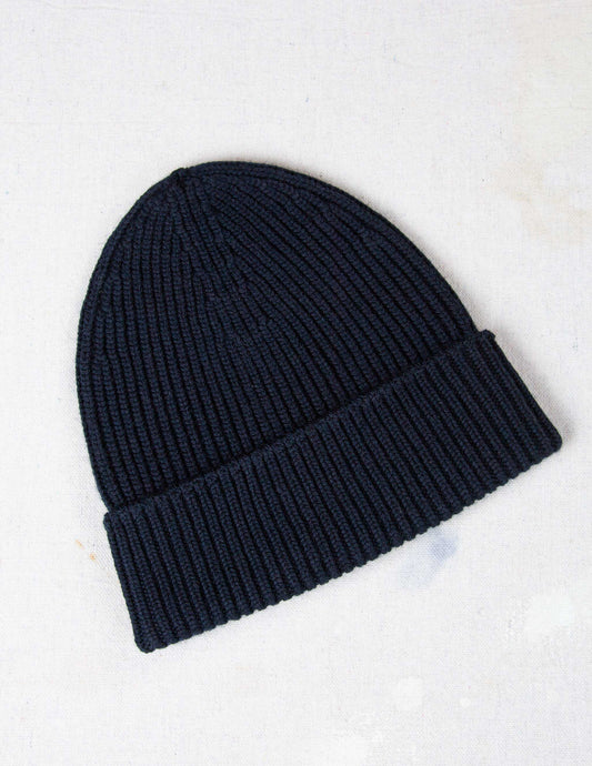 Italian Merino Wool Watch Cap in Navy