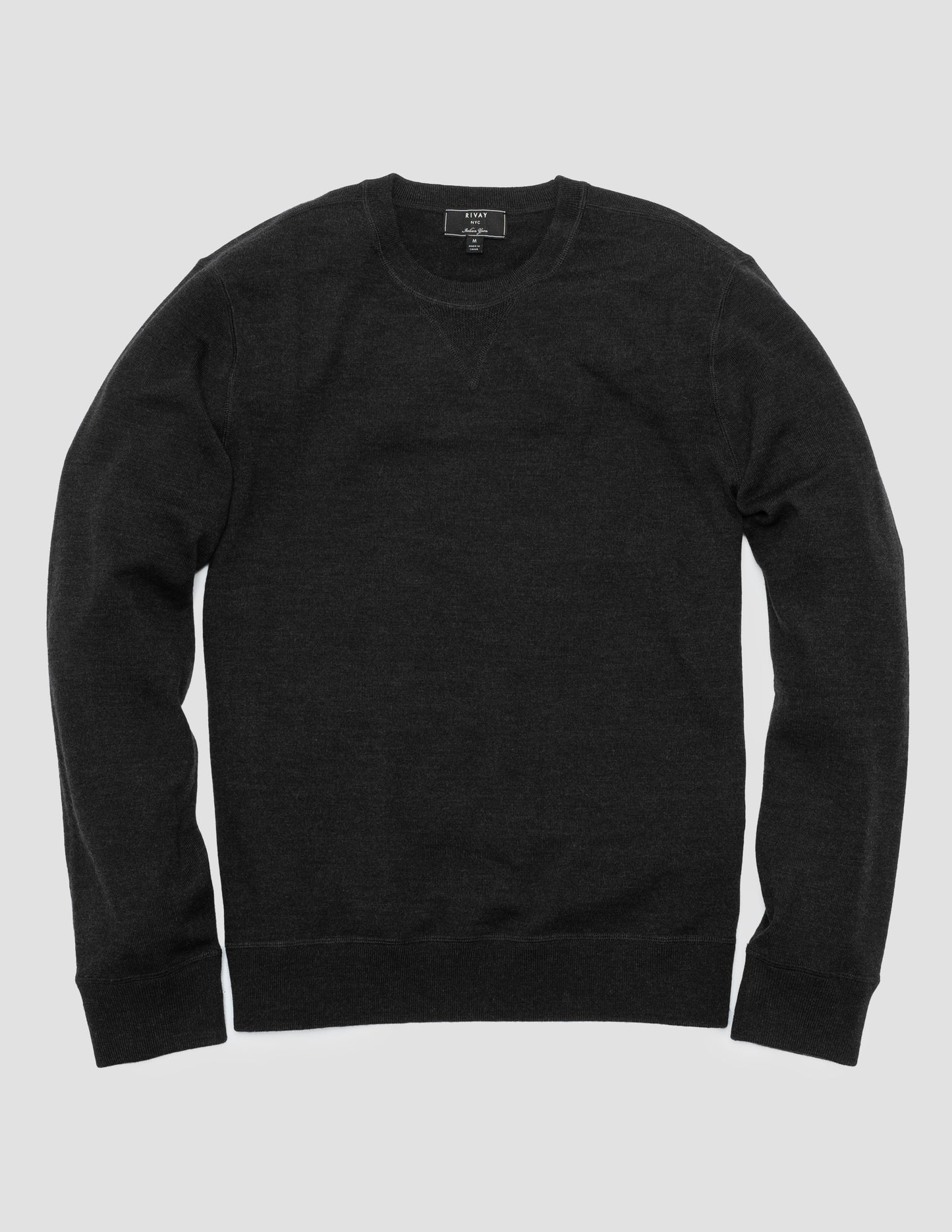 Rivay Merino Wool Crewneck Sweater in Almost Black