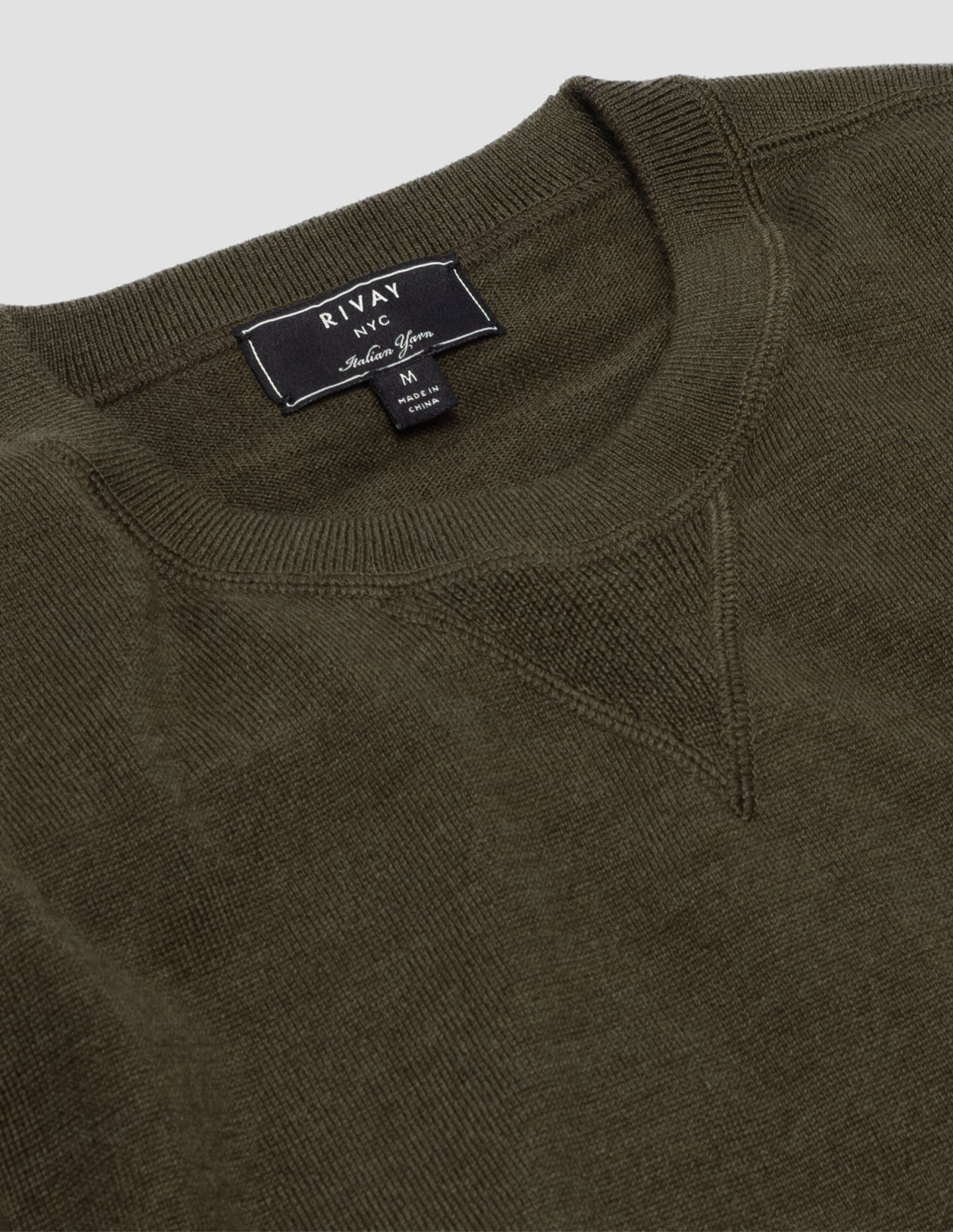 Rivay Merino Wool Crewneck Sweater in Dark Olive