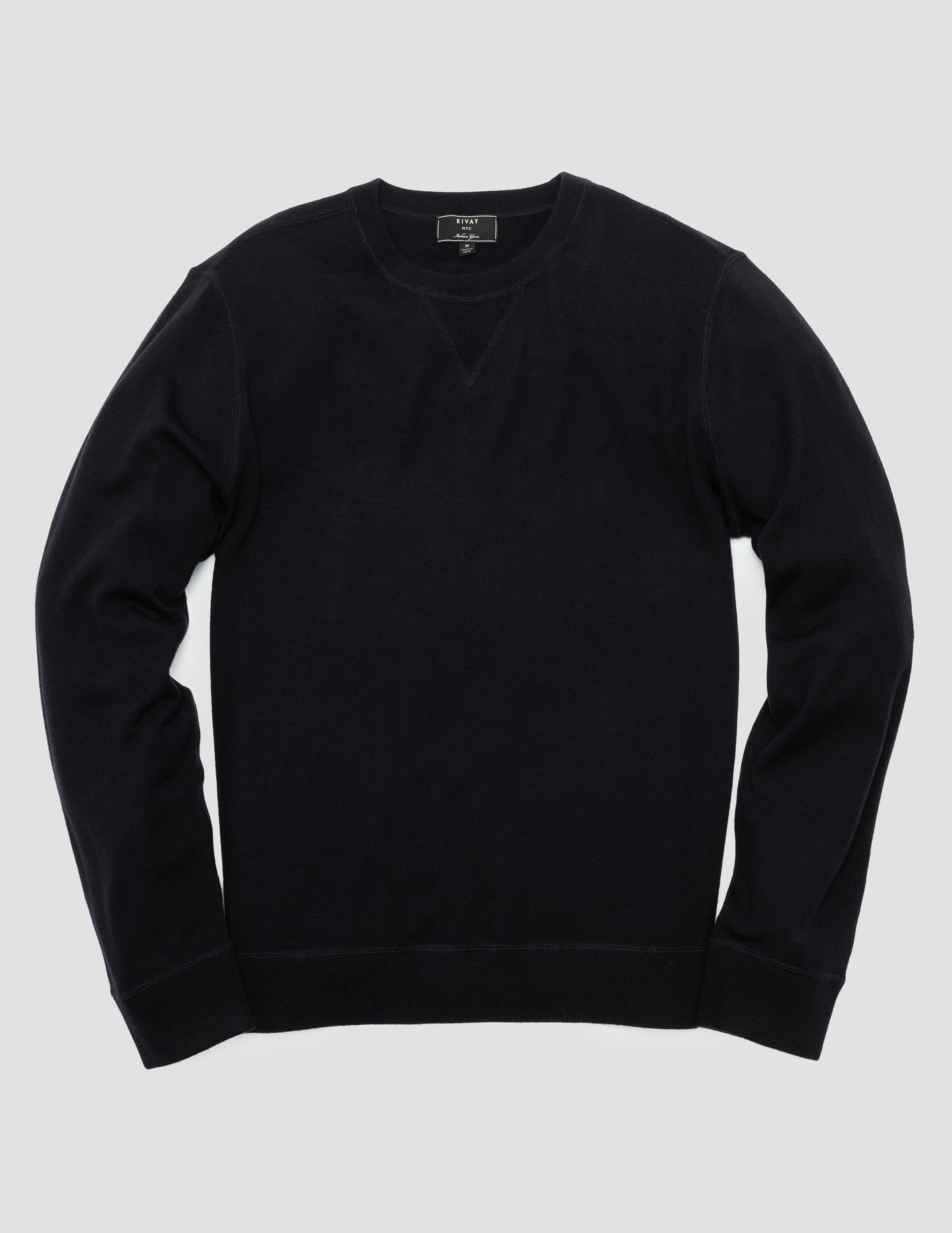 Rivay Merino Wool Crewneck Sweater in Navy