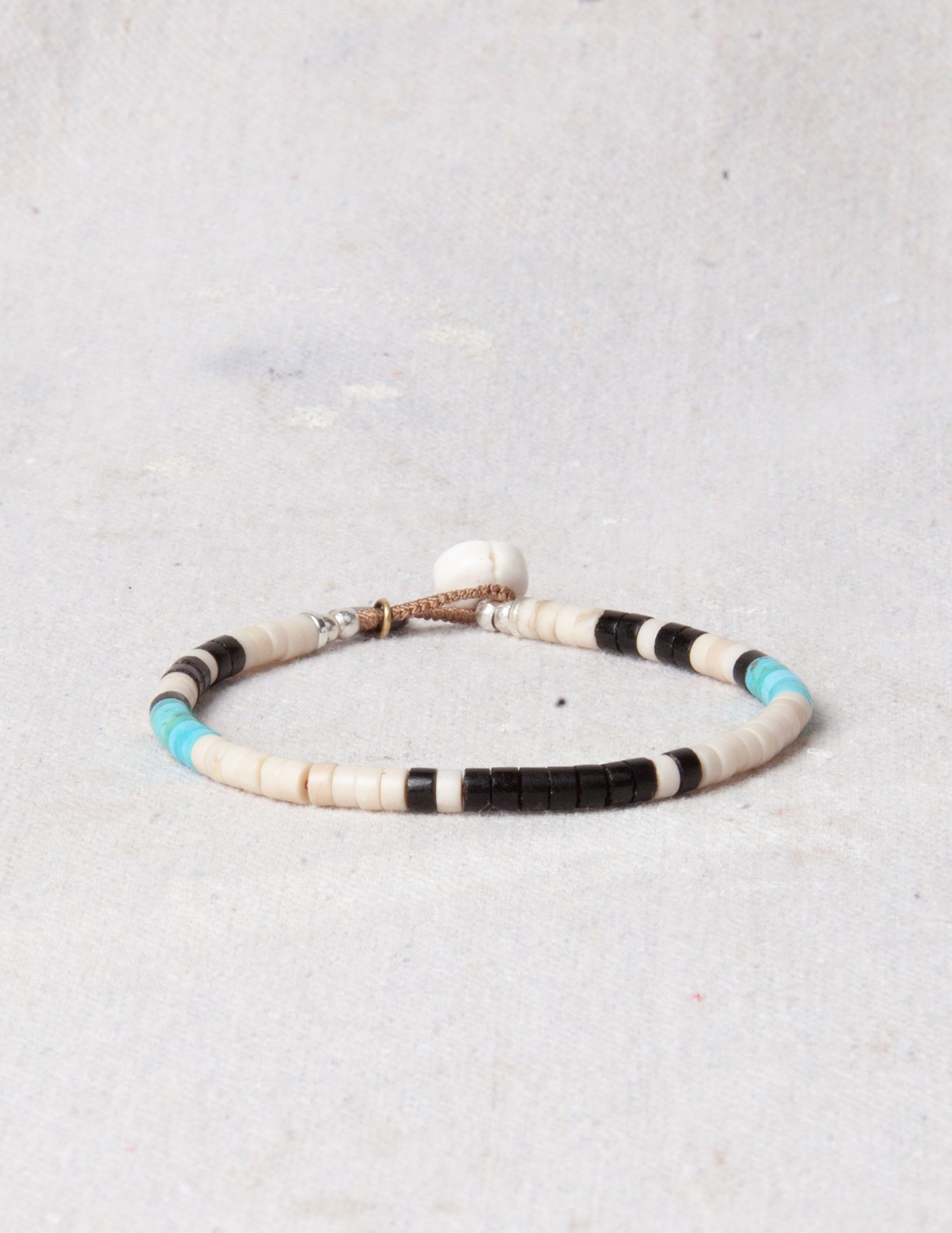 Rivay Mikia Heishi Beads Bracelet in Fossil Jasper/Turquoise