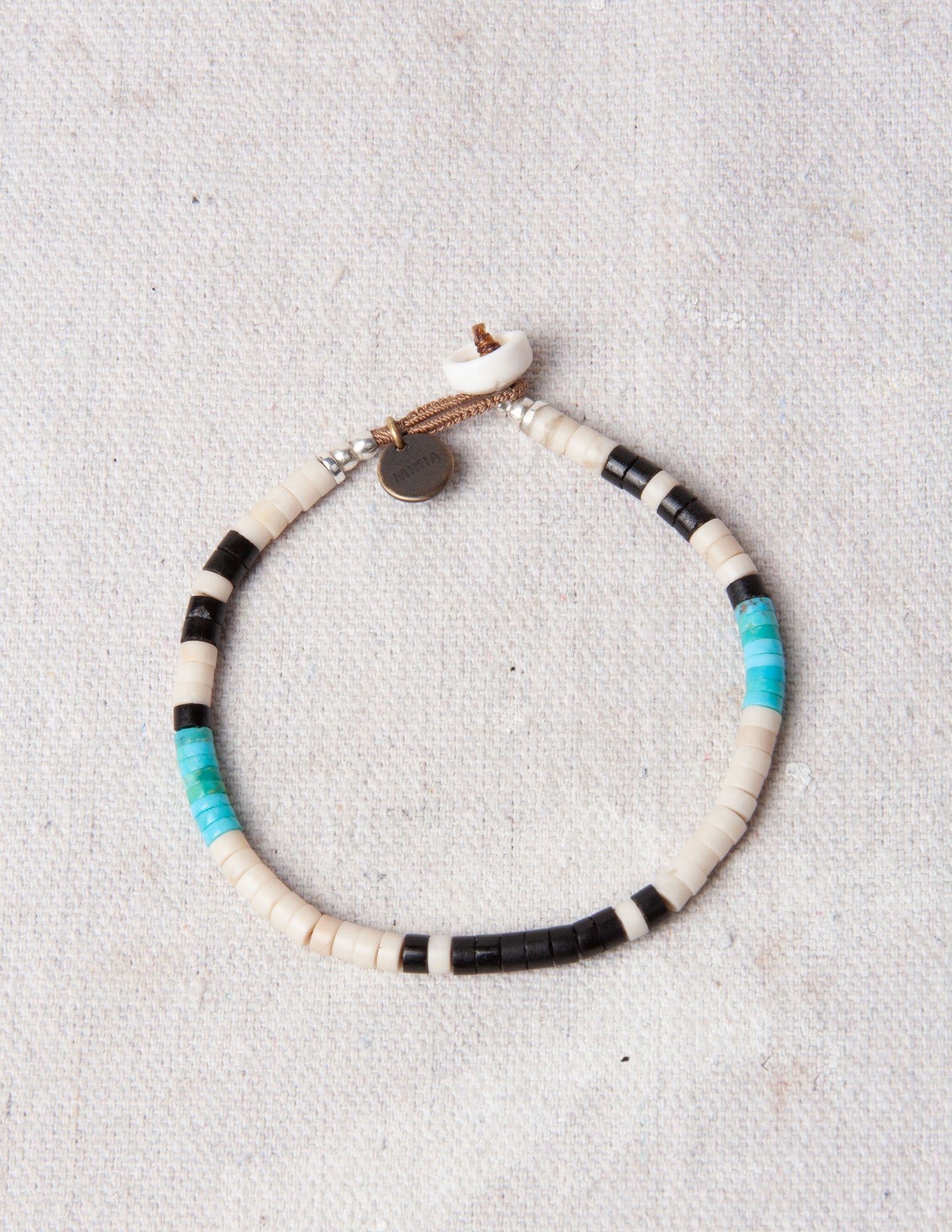 Rivay Mikia Heishi Beads Bracelet in Fossil Jasper/Turquoise