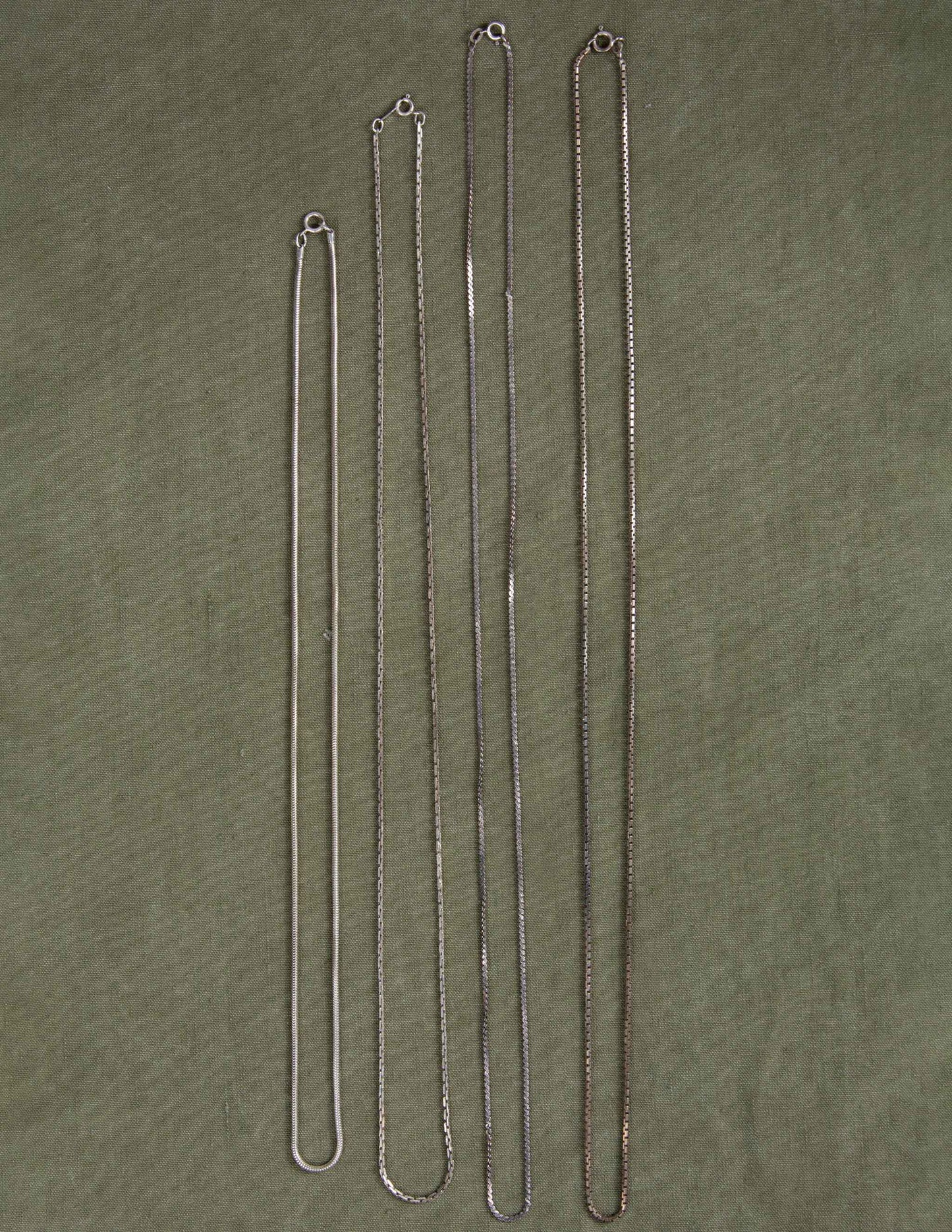 Vintage Sterling Silver Flat Link Chain Necklace