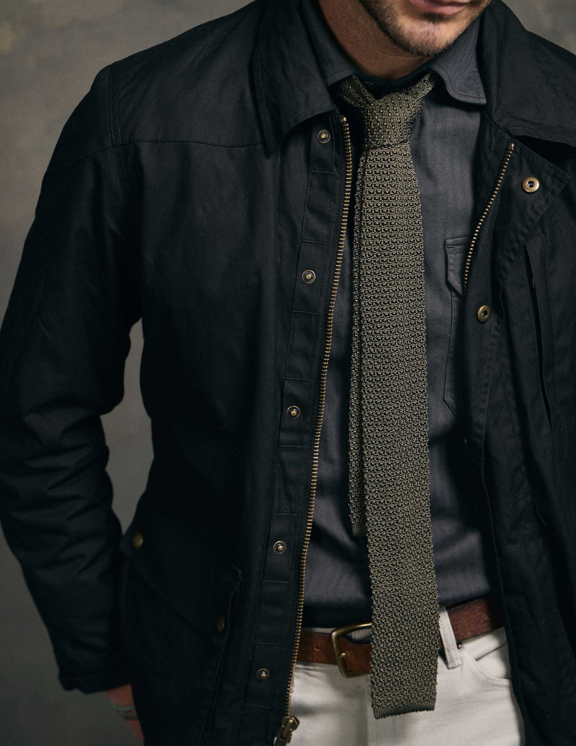 Italian Silk Knit Tie in Military Olive