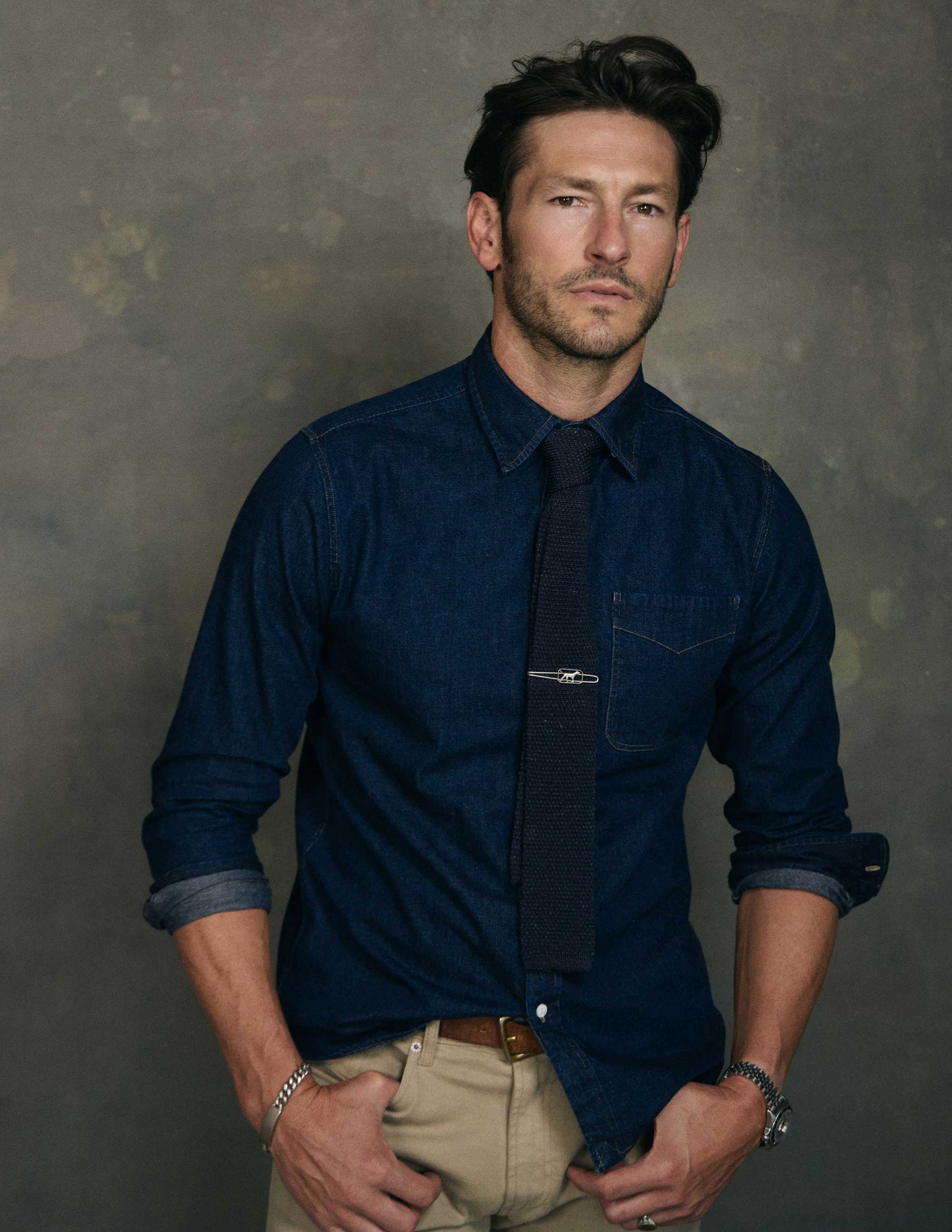 Rivay Otis Denim Shirt in Dark Wash