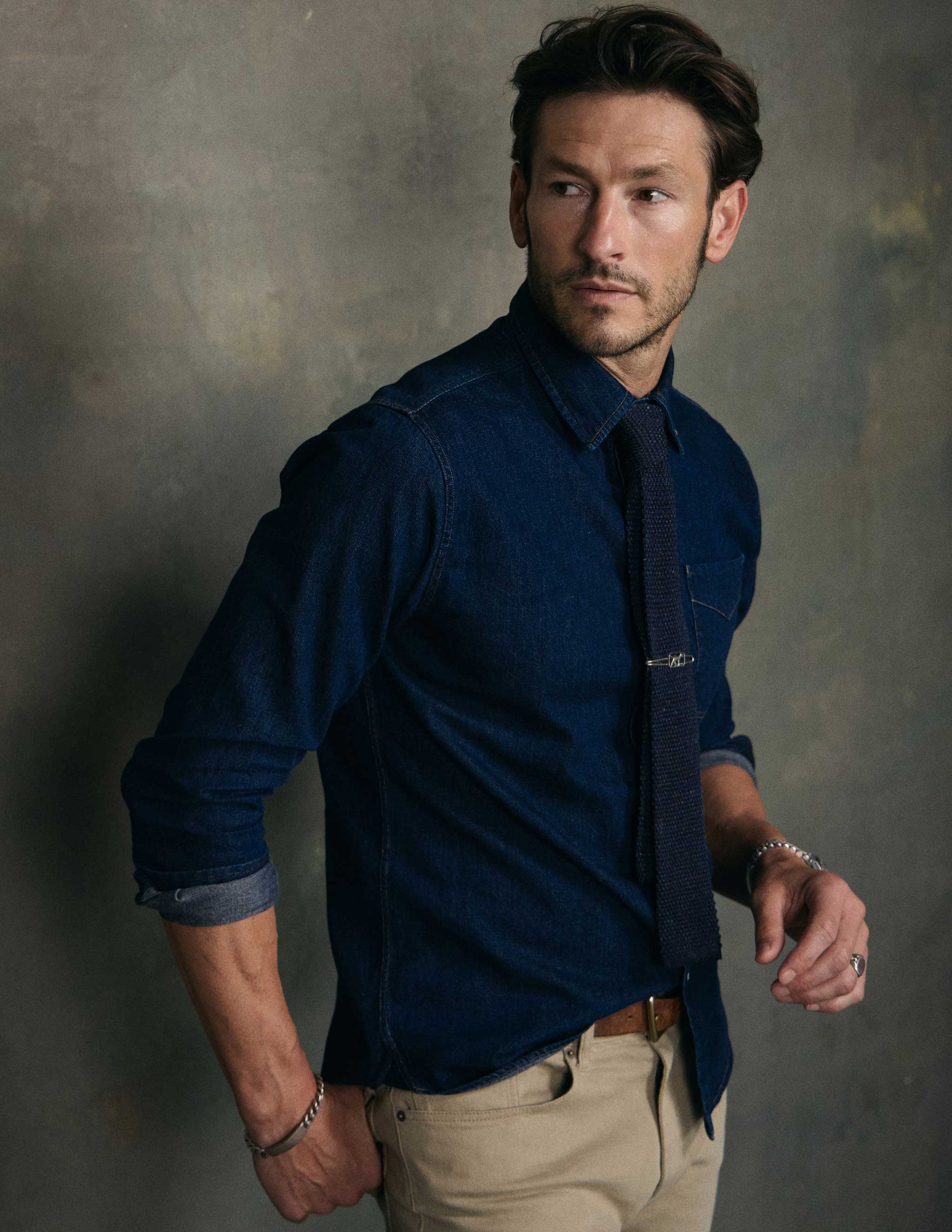 Rivay Otis Denim Shirt in Dark Wash