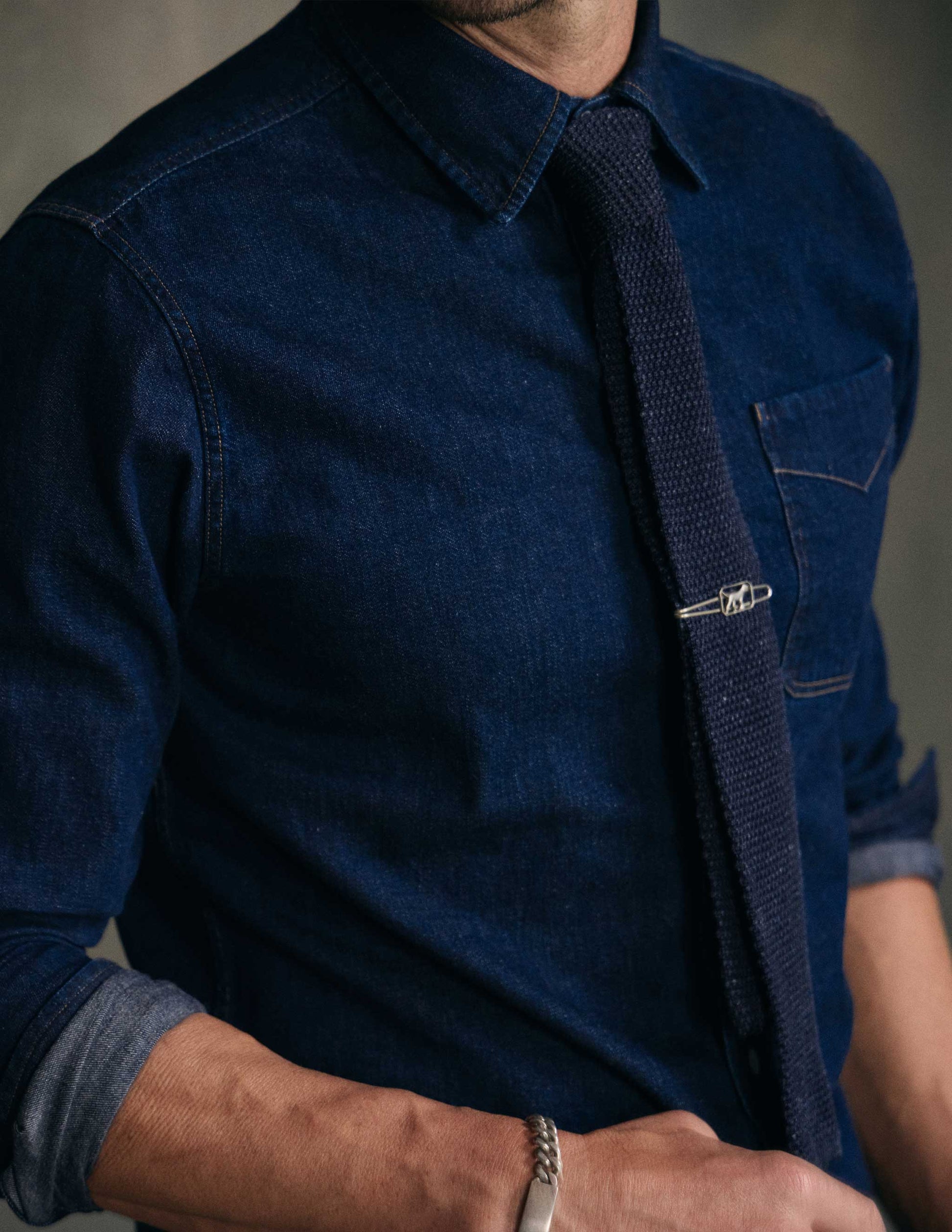 Rivay Otis Denim Shirt in Dark Wash