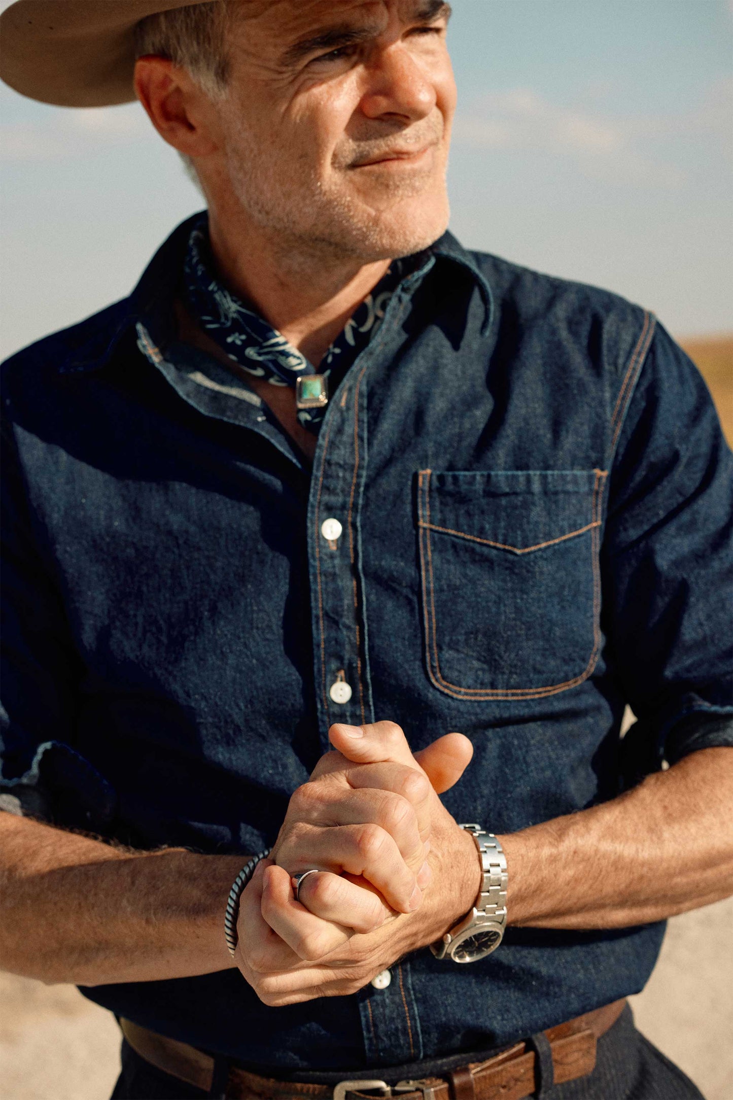 Rivay Indigo Discharge Selvedge Bandana