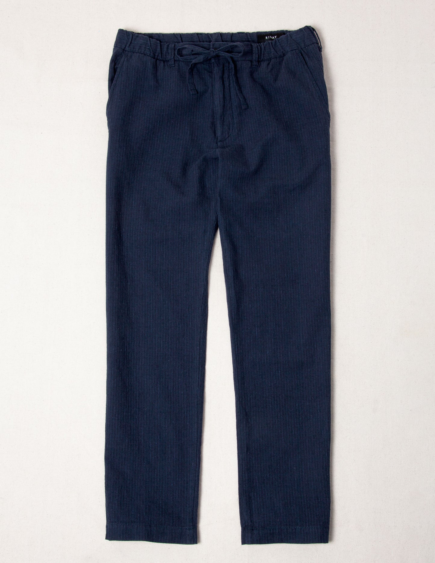Rivay Ravello Cotton Linen Pant in Navy/Blue Stripe