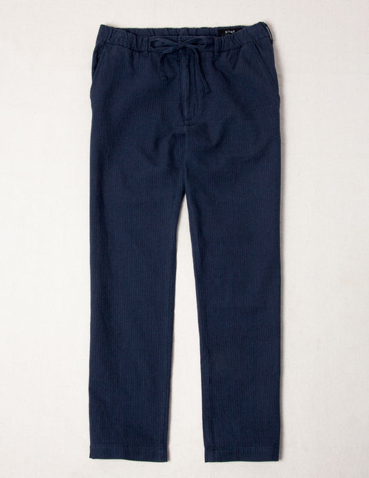 Rivay Ravello Cotton Linen Pant in Navy/Blue Stripe