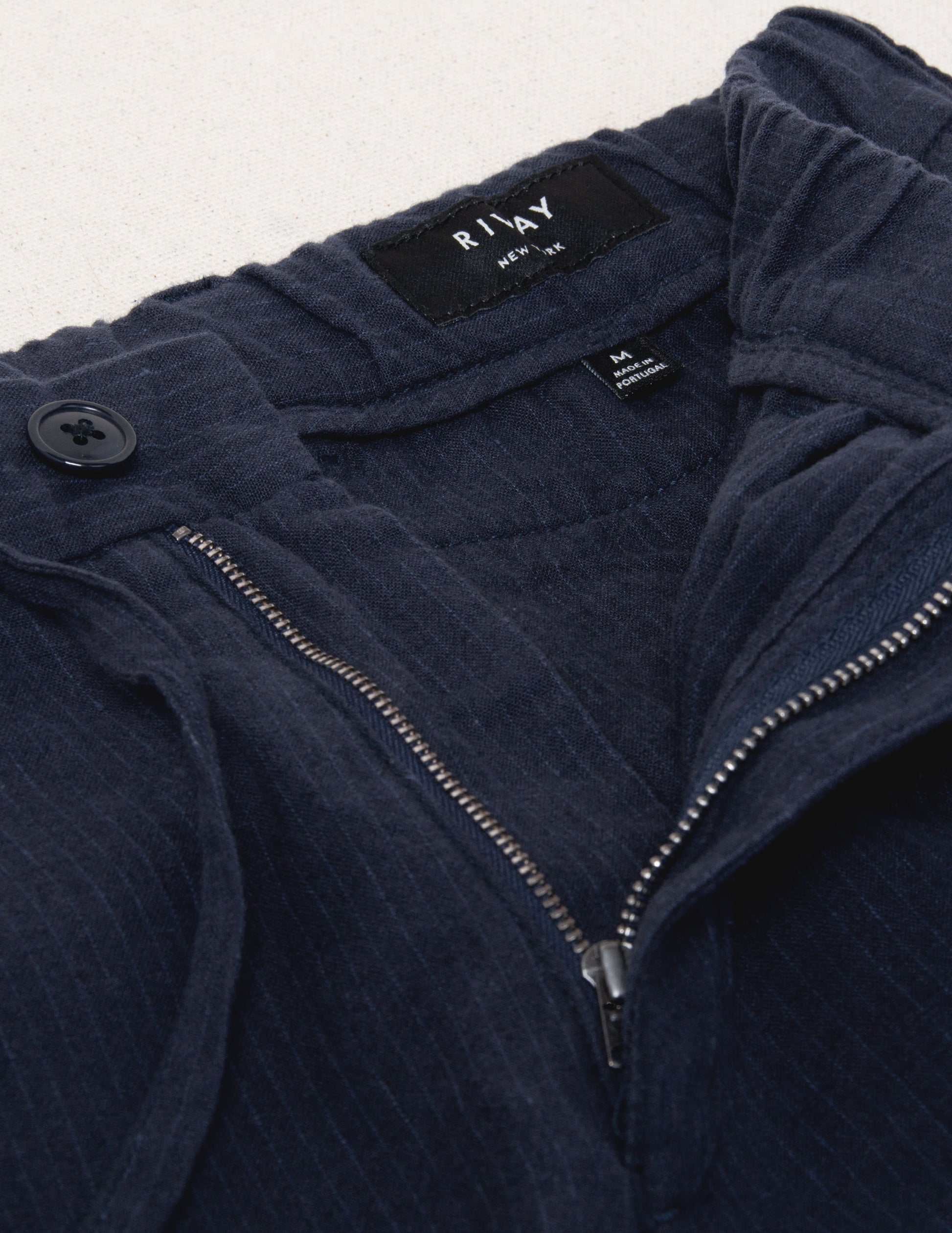 Rivay Ravello Cotton Linen Pant in Navy/Blue Stripe