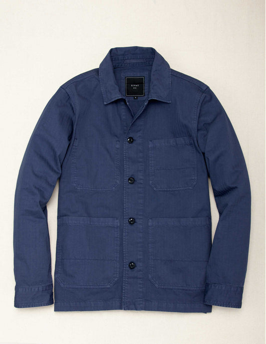 Rivay Garment Dyed Chore Jacket in Indigo