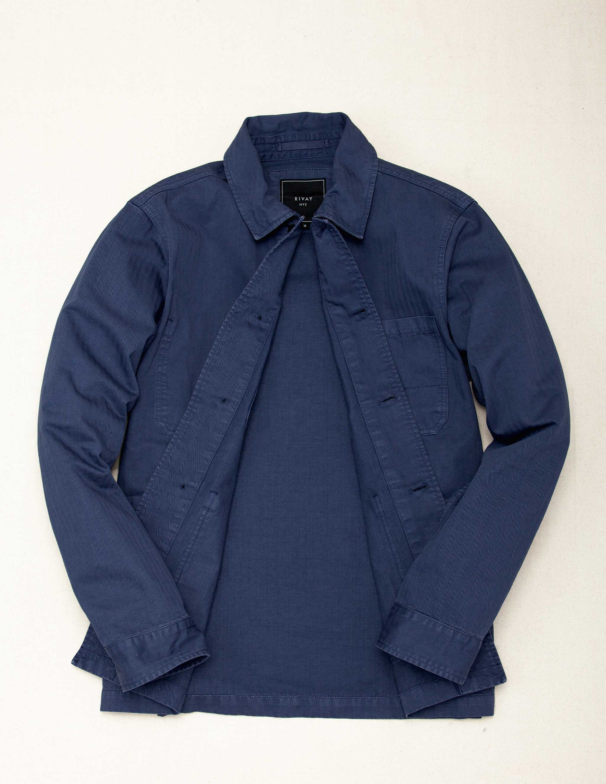 Rivay Garment Dyed Chore Jacket in Indigo