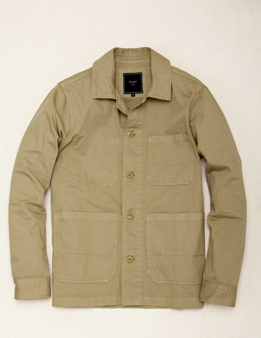 Rivay Garment Dyed Chore Jacket in Khaki