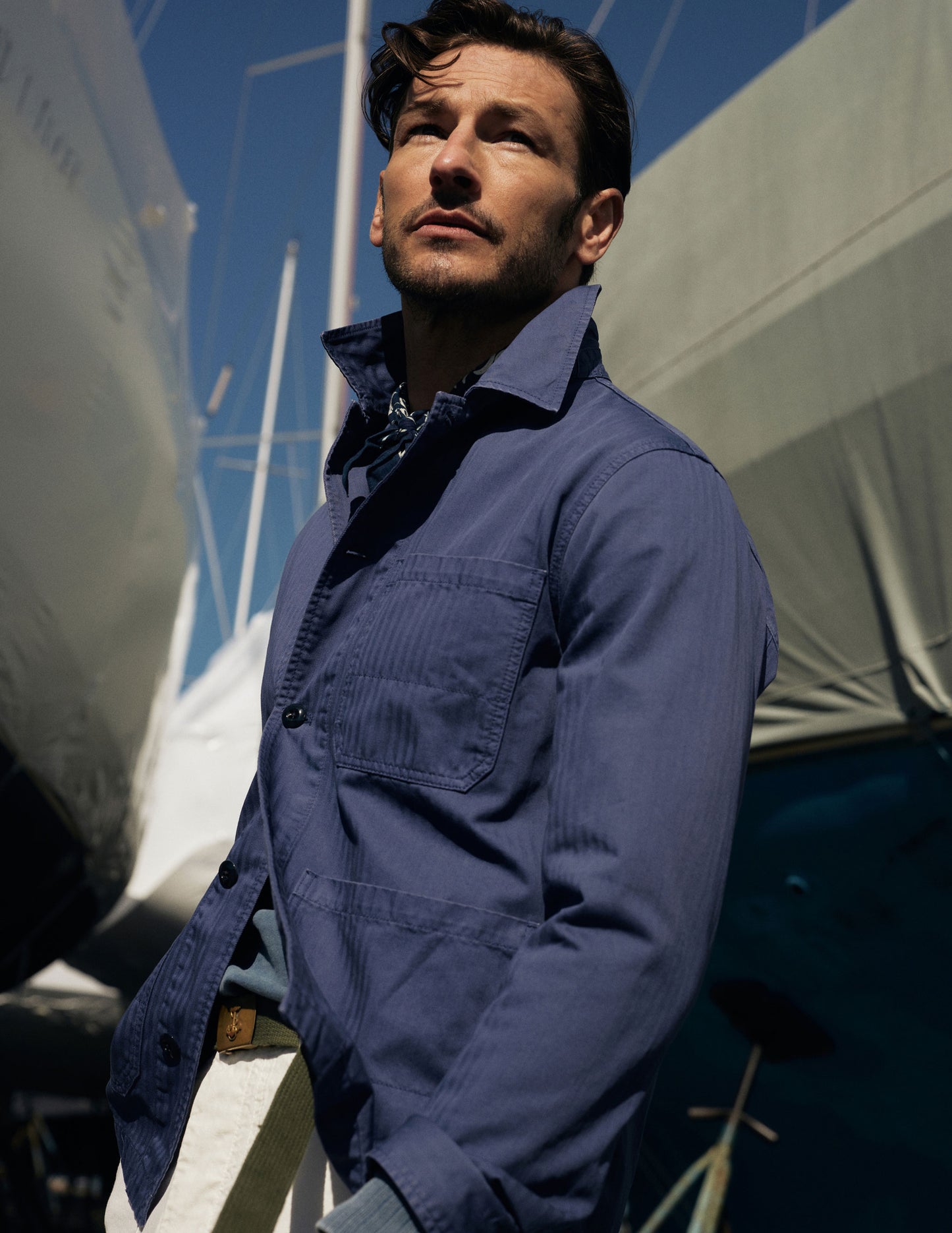 Rivay Garment Dyed Chore Jacket in Indigo