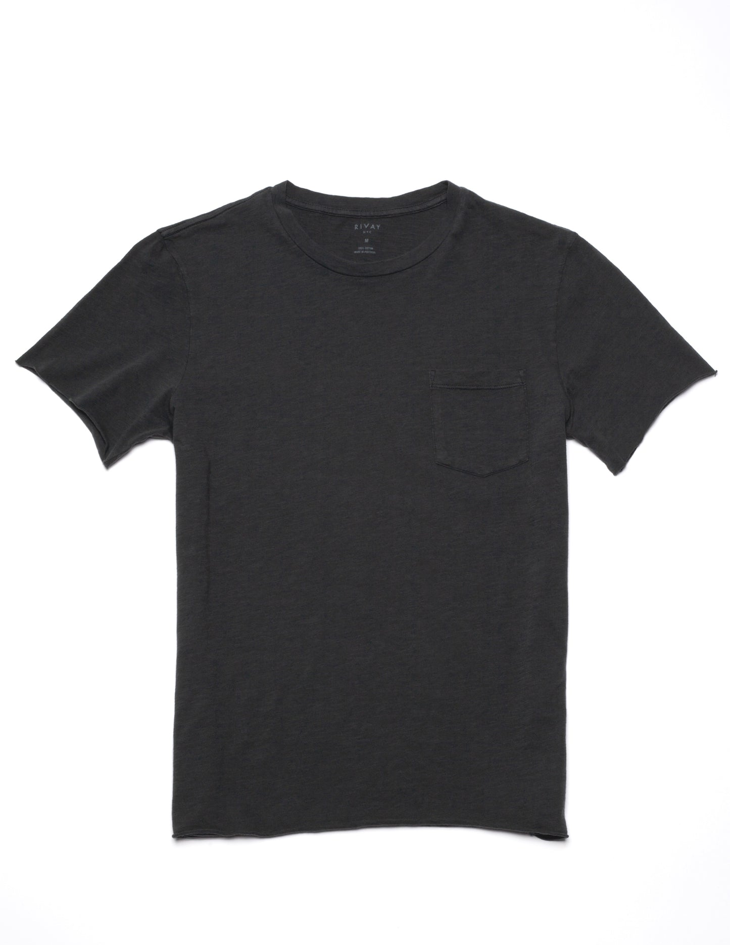 Rivay Slub Cotton Pocket Tee in Faded Black