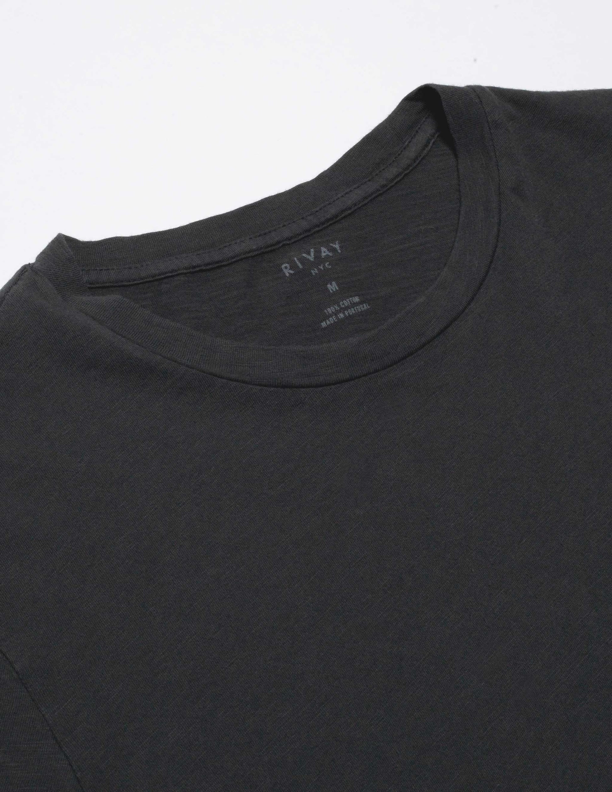 Rivay Slub Cotton Pocket Tee in Faded Black