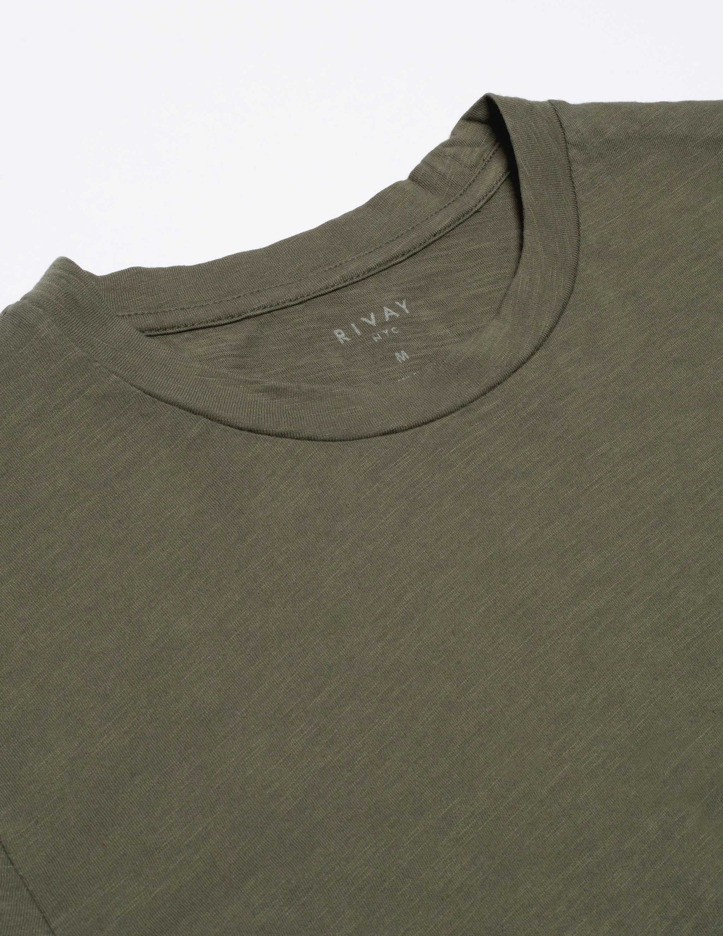 Rivay Slub Cotton Pocket Tee in Olive