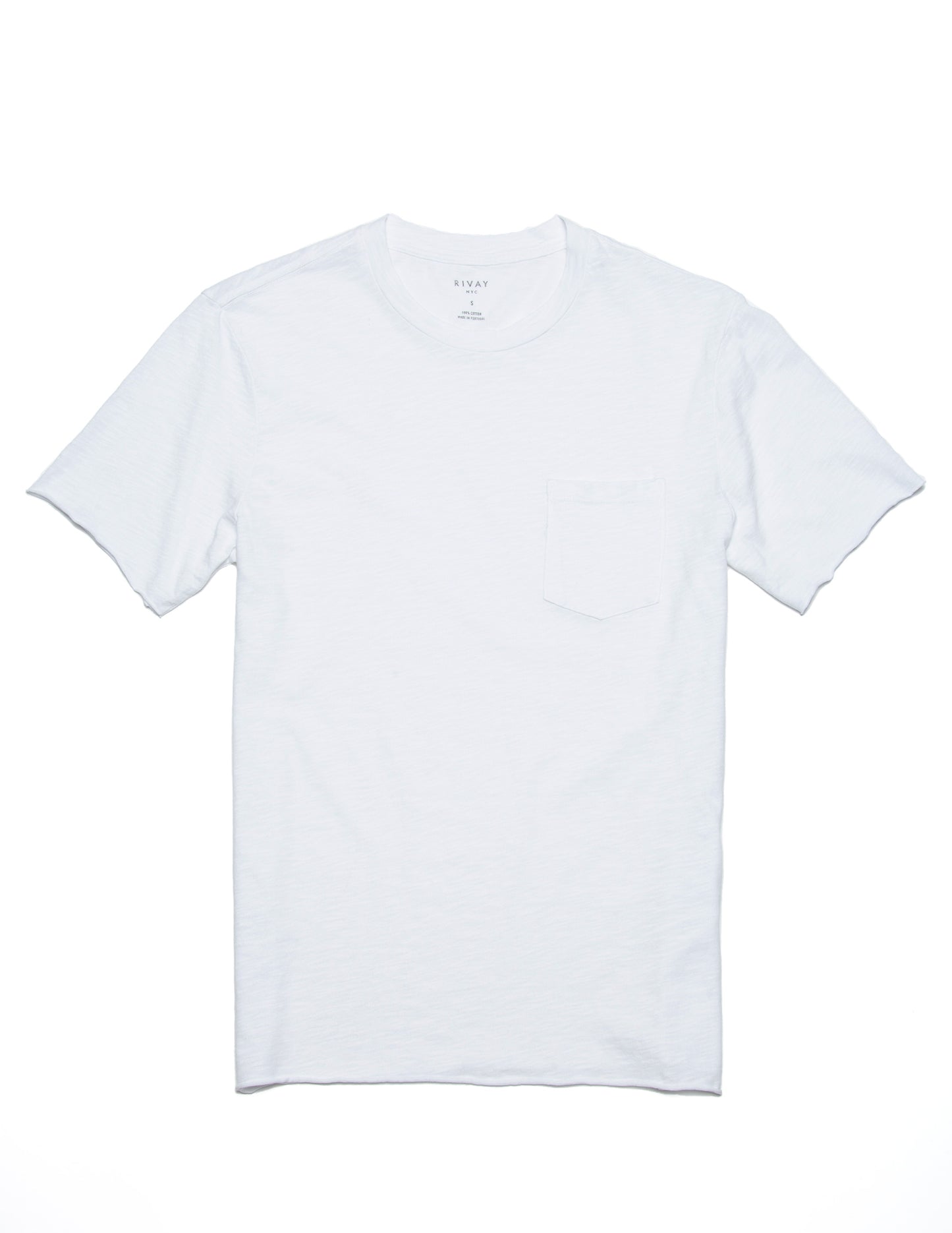 Rivay Slub Cotton Pocket Tee in White