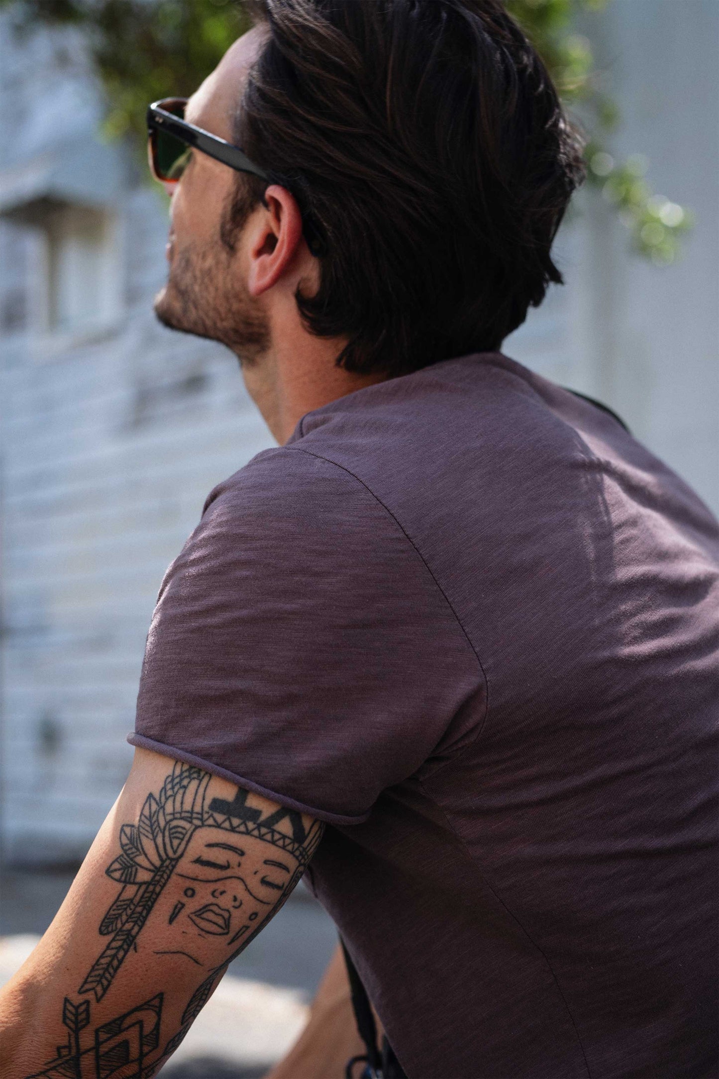 Slub Cotton Pocket Tee in Mojave Plum