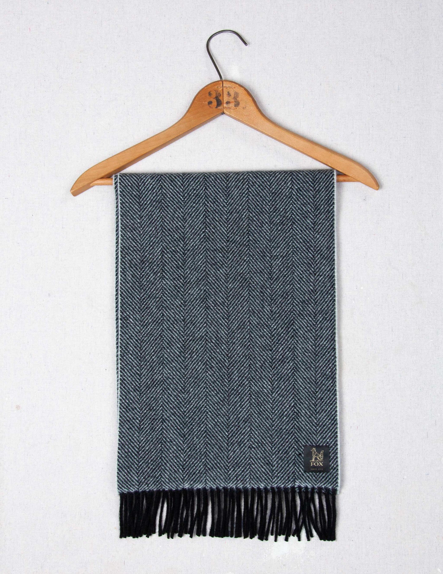 Fox Brothers® Cashmere Scarf in Black and White Herringbone