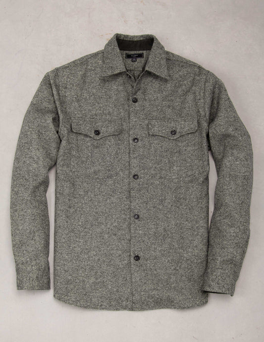 Rivay Sheffield Wool Overshirt in Oatmeal Birdseye