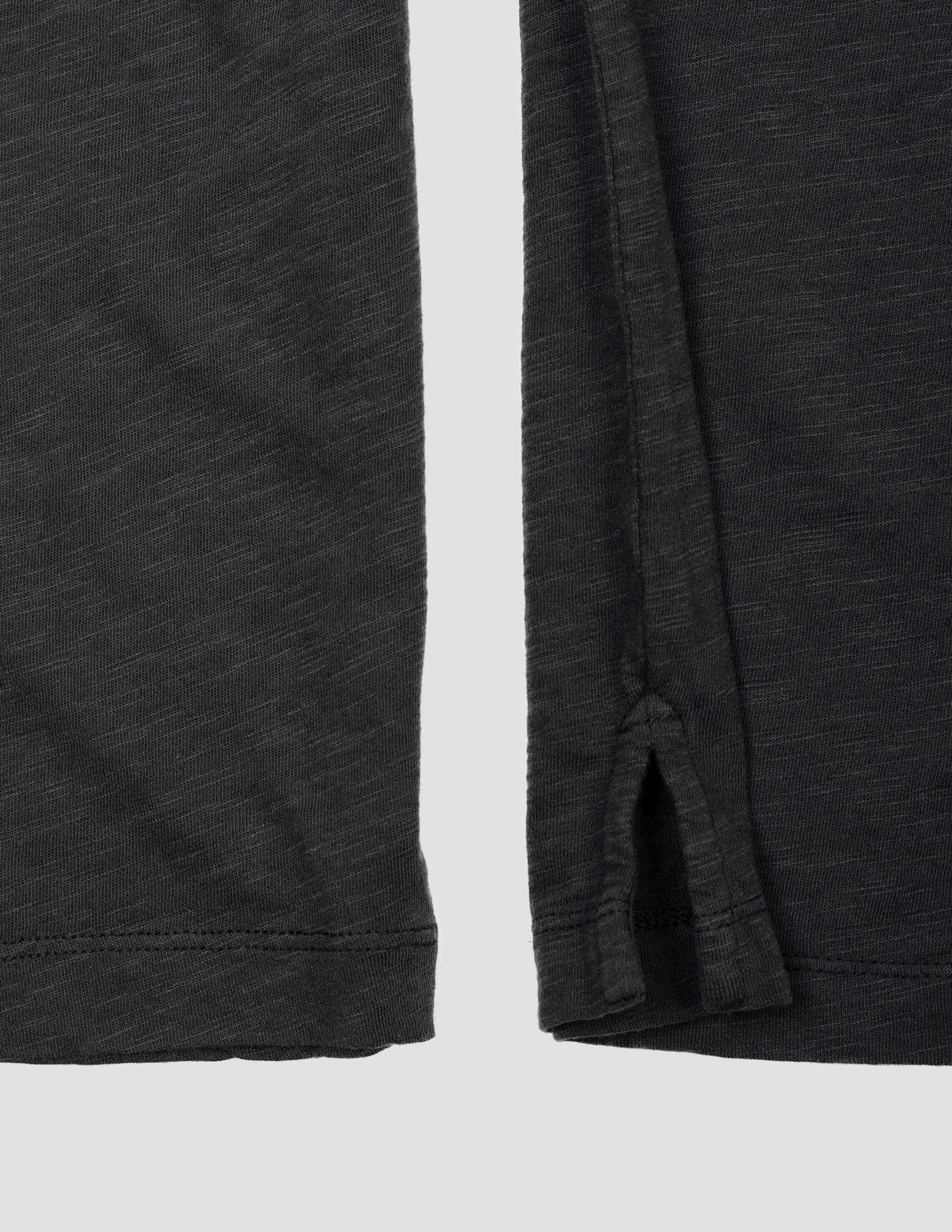 Rivay Slub Jersey Henley in Faded Black
