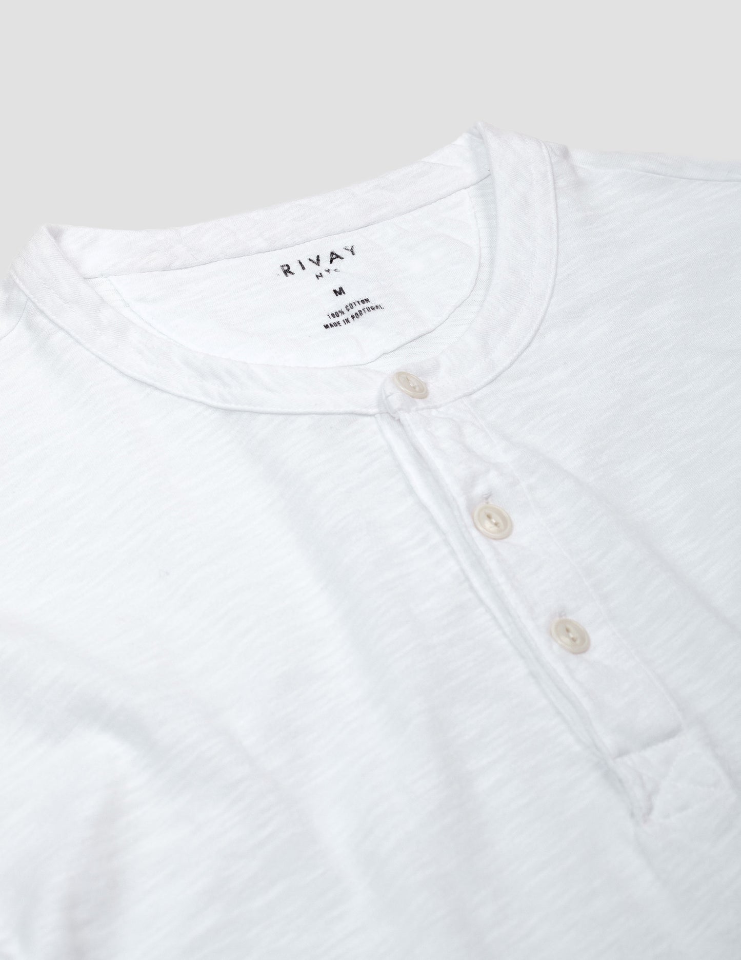 Slub Cotton Henley in White