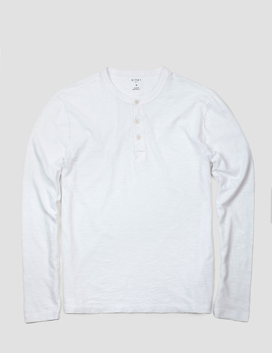 Slub Cotton Henley in White
