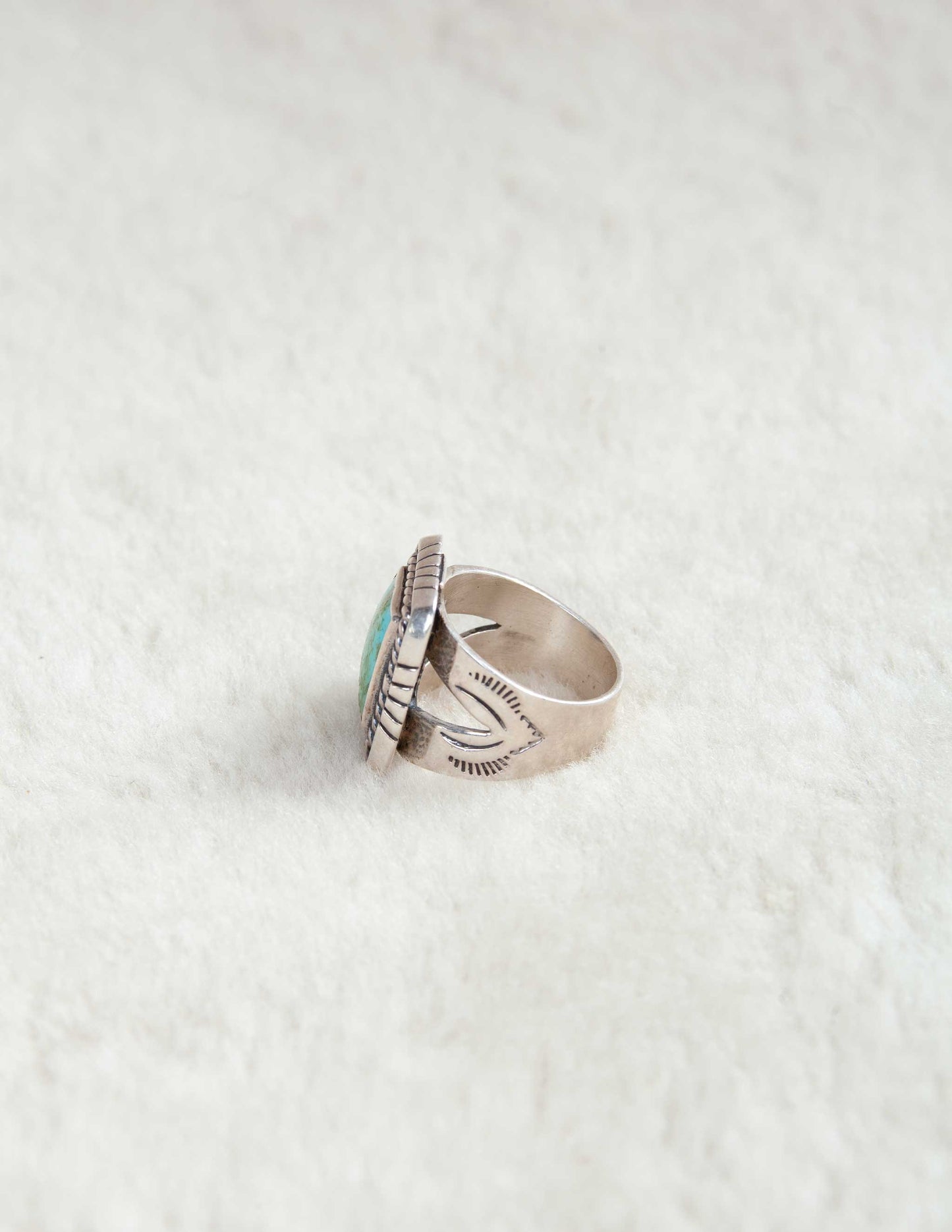 Sterling Turquoise Square Ring / Bandana Thash - Size 9.75