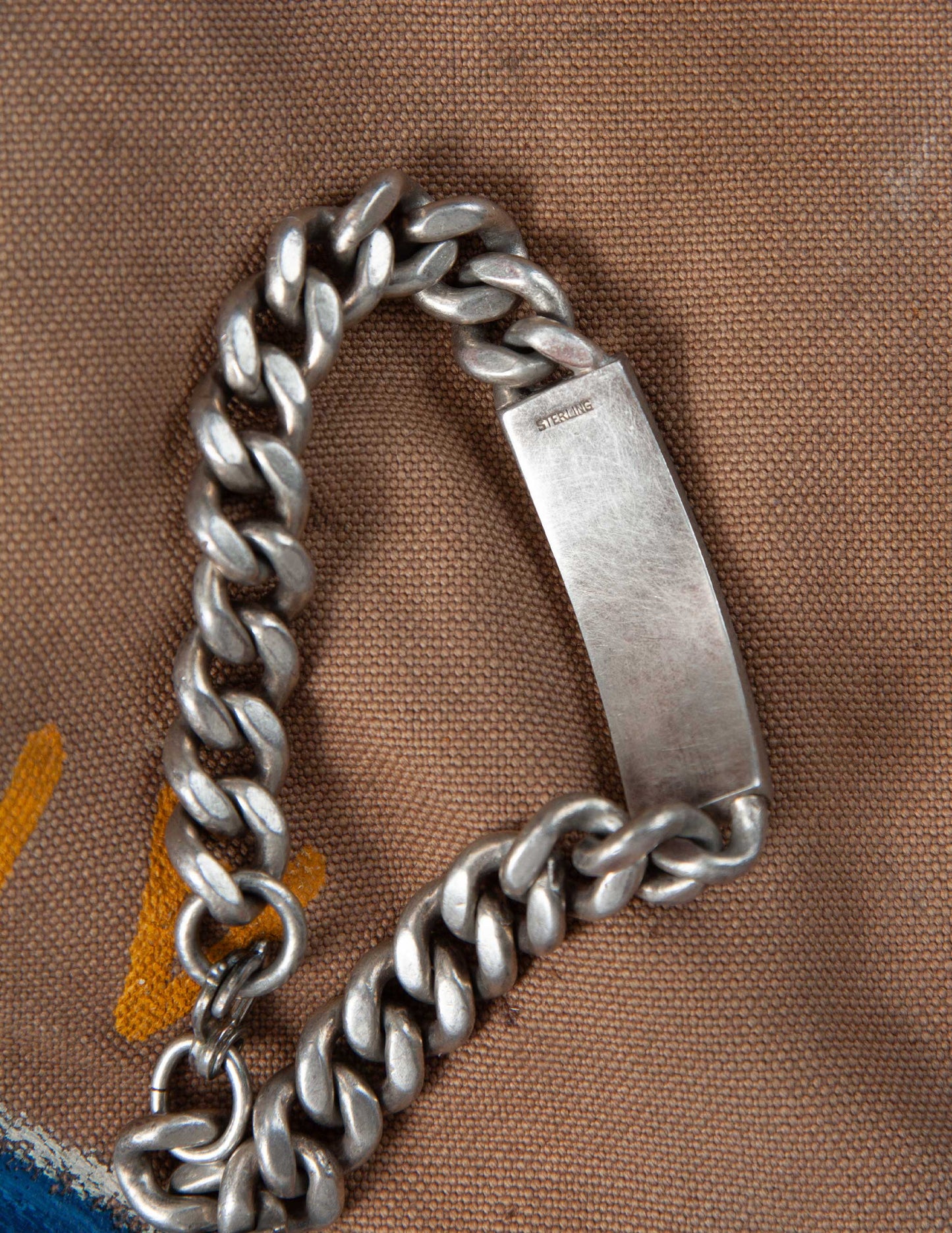 Sterling Silver Wide Curb Chain Military ID Bracelet