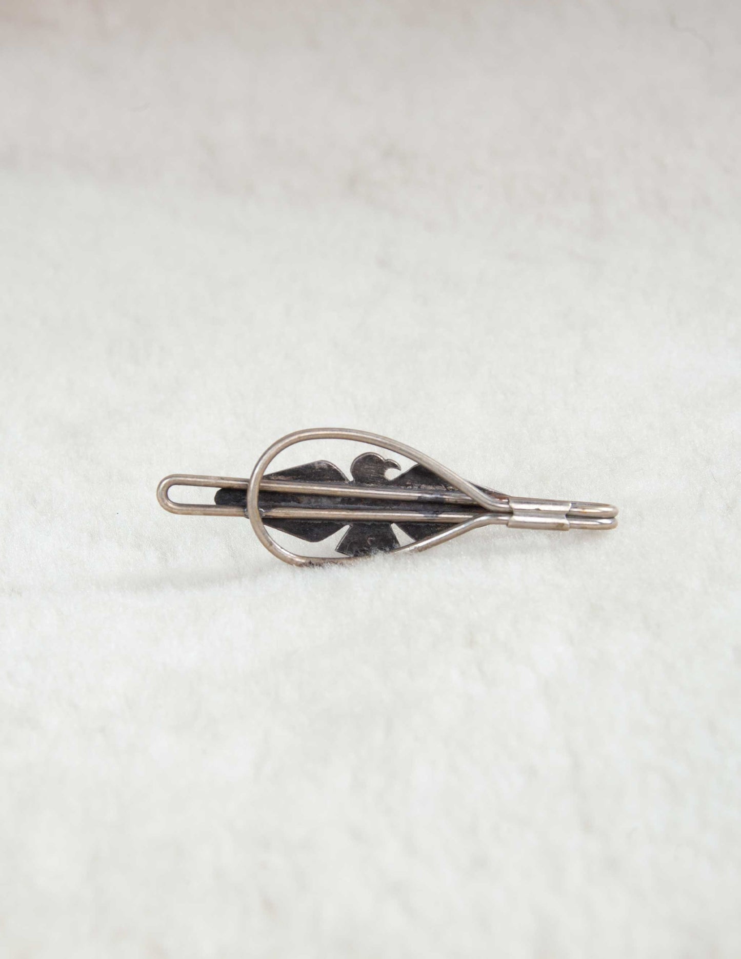 Vintage Sterling Silver Thunderbird Tie Bar with Turquoise Inlay