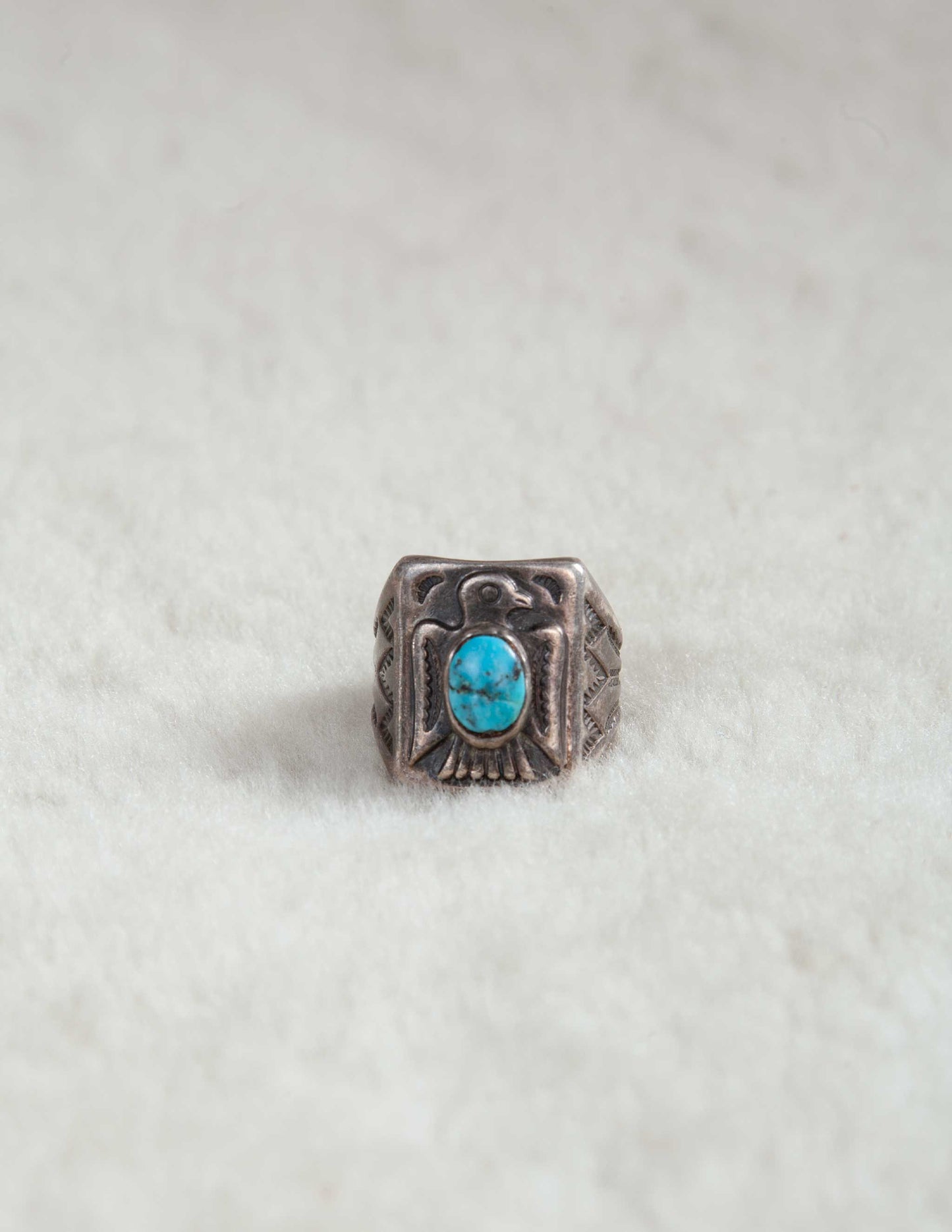 Vintage Bell Trading Post Thunderbird Ring – Turquoise & Sterling (Size 8.5)