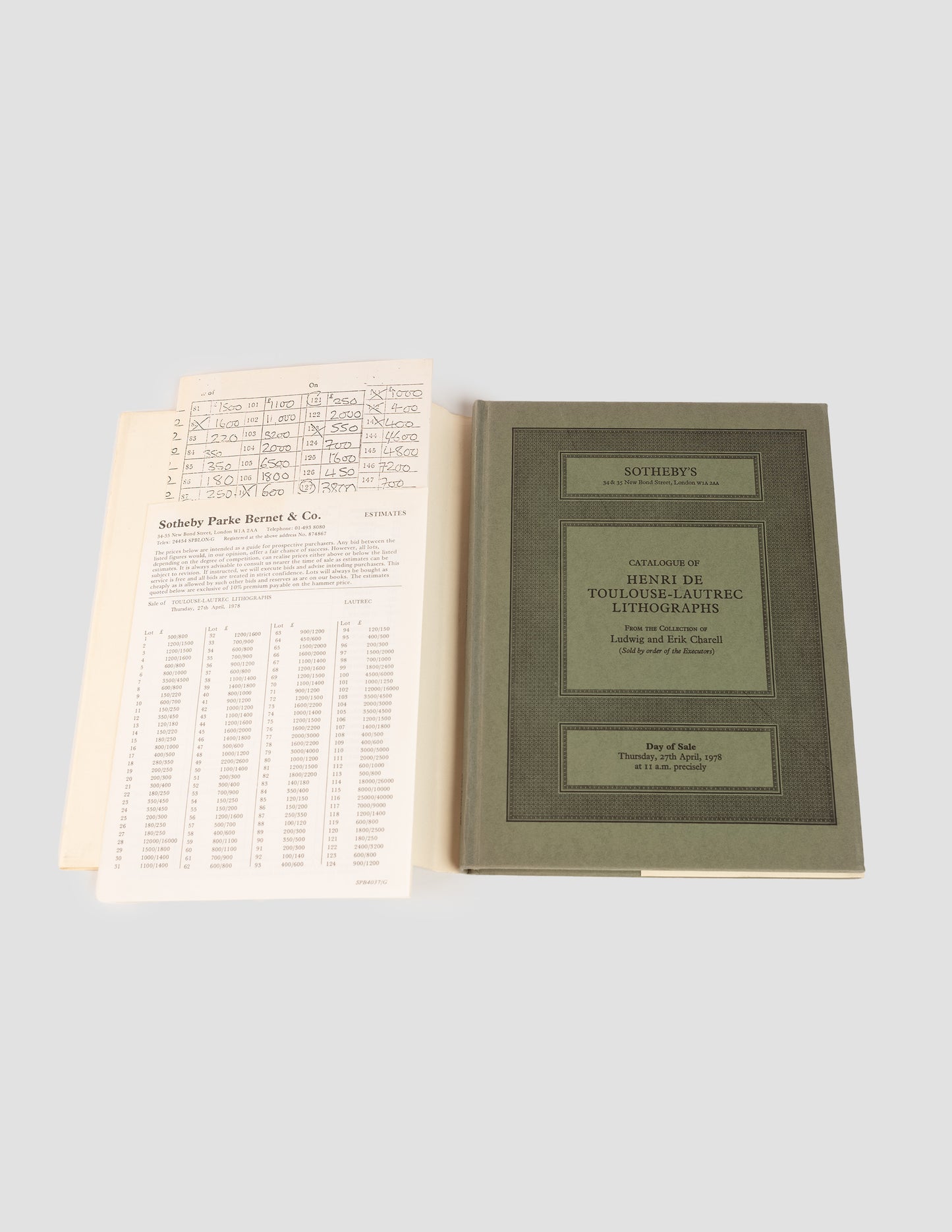 Vintage Sotheby's® Catalogue of Henri De Toulouse-Lautrec Lithographs from the Collection of Ludwig and Erik Charell