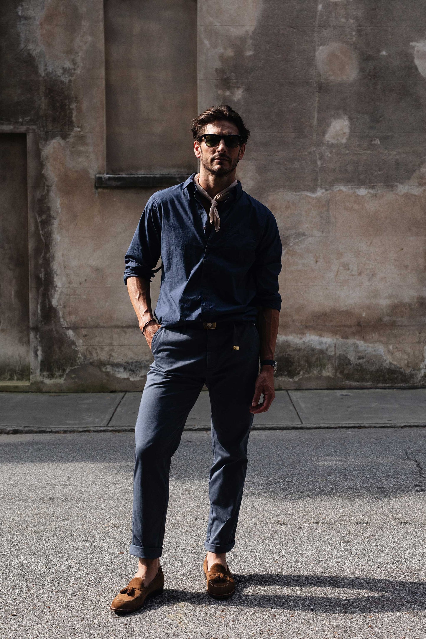 Rivay Type 104 Garment Dyed Poplin Button Down in Navy