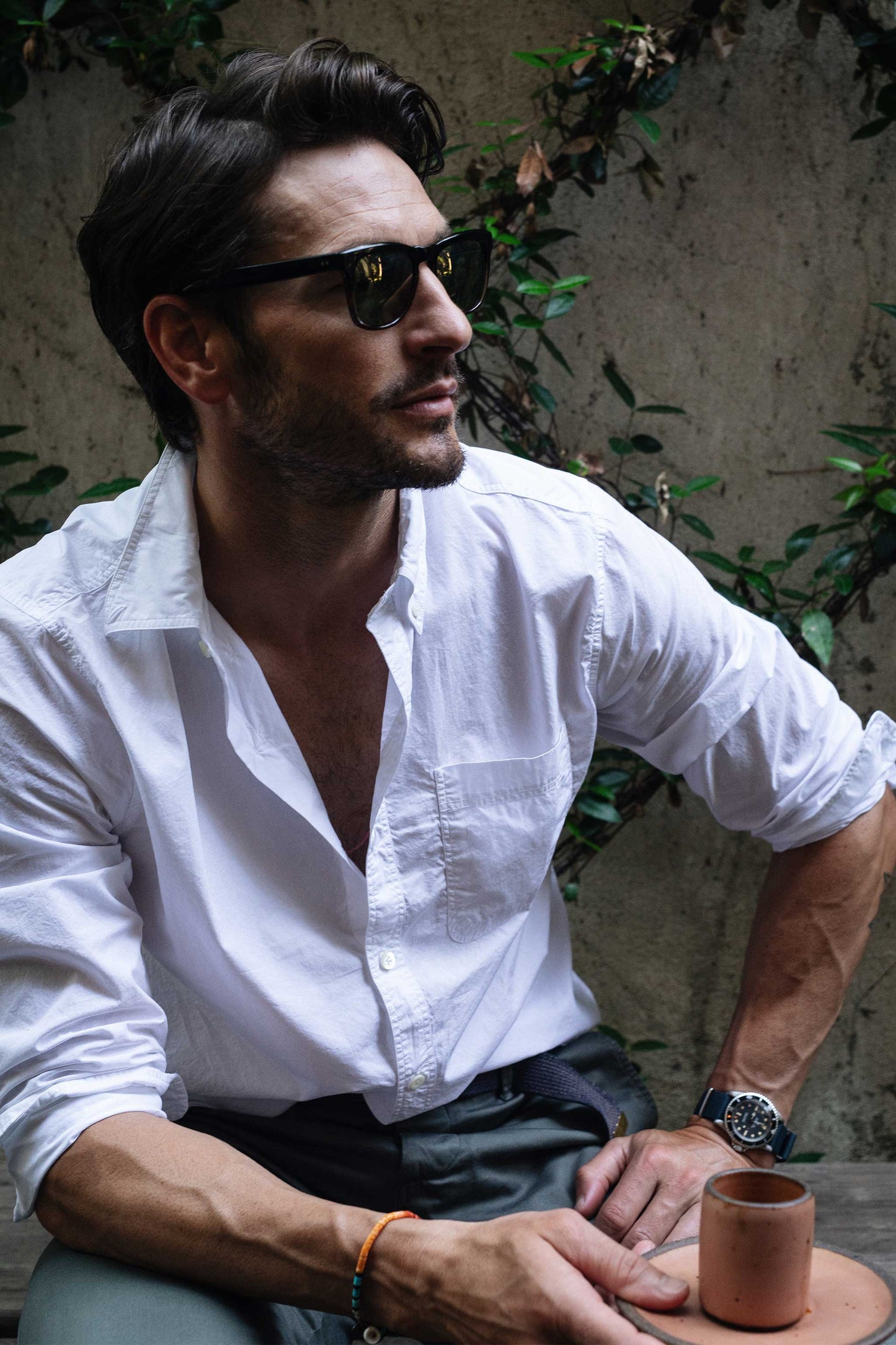 Rivay Type 104 Garment Dyed Poplin Button Down in White