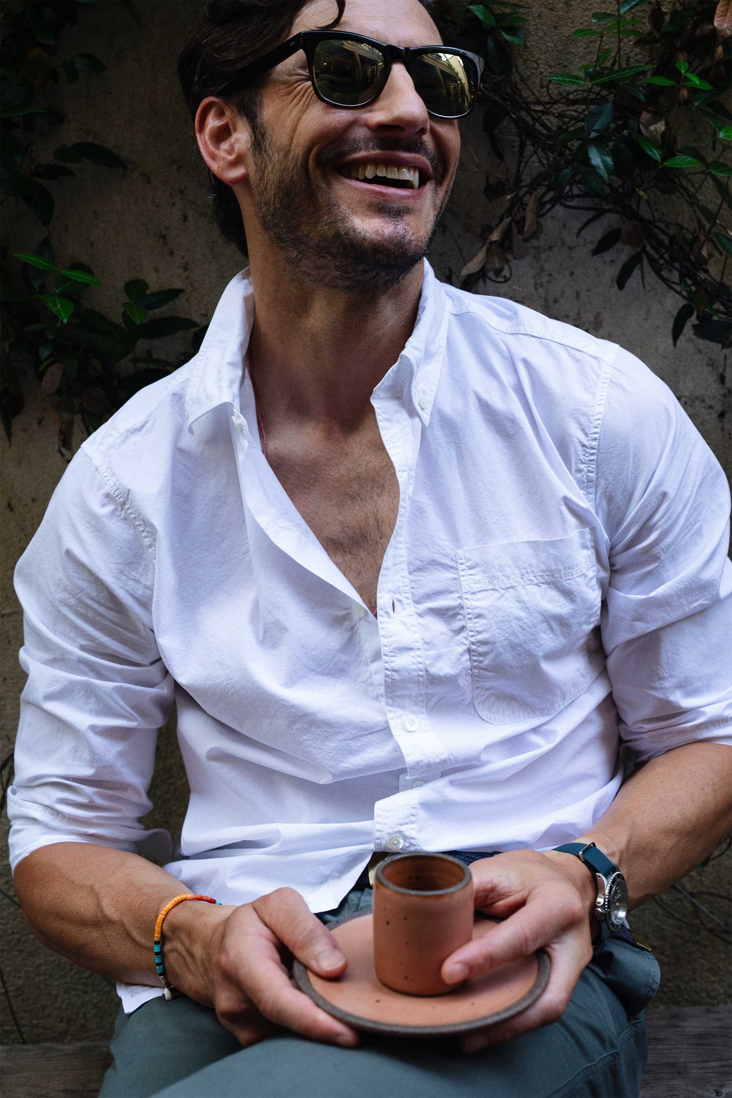 Rivay Type 104 Garment Dyed Poplin Button Down in White