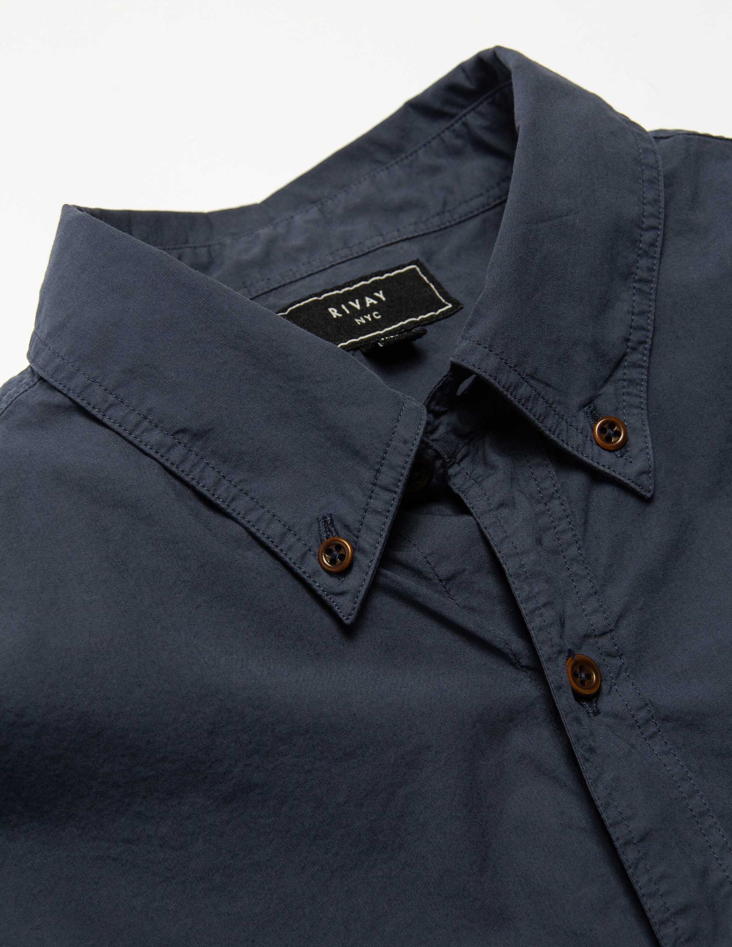 Rivay Type 104 Garment Dyed Poplin Button Down in Navy