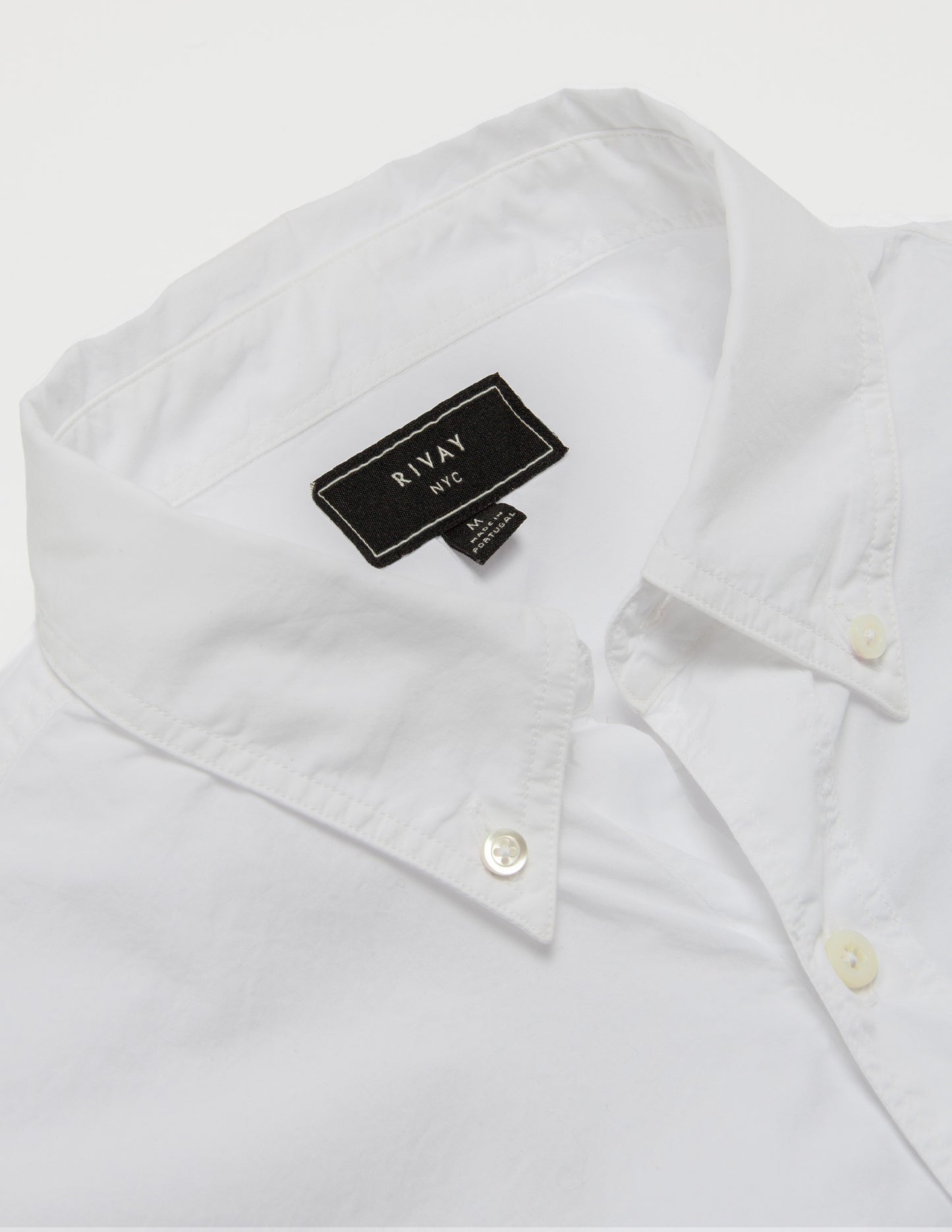 Rivay Type 104 Garment Dyed Poplin Button Down in White