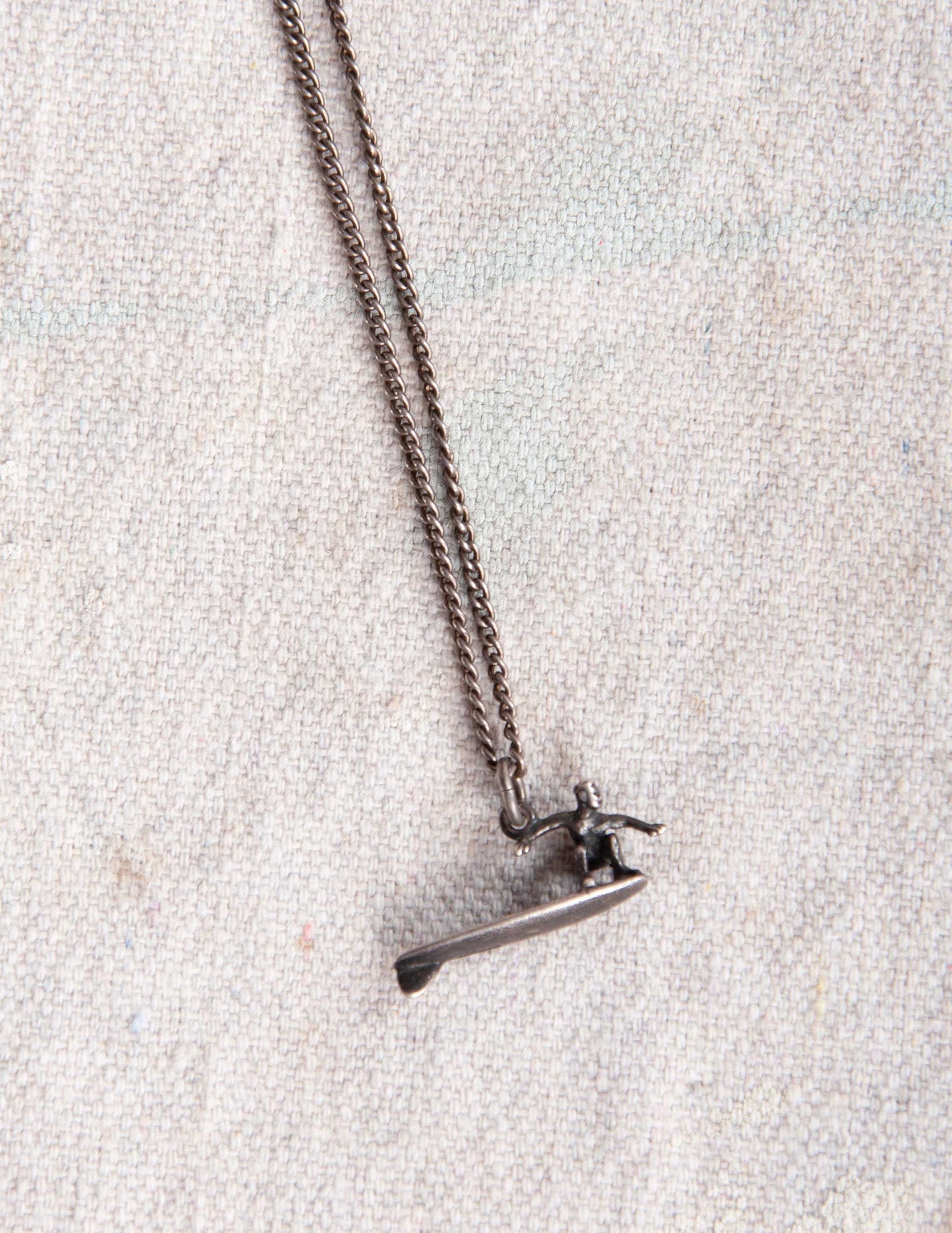 Vintage Surfer Pendant Necklace in Sterling Silver