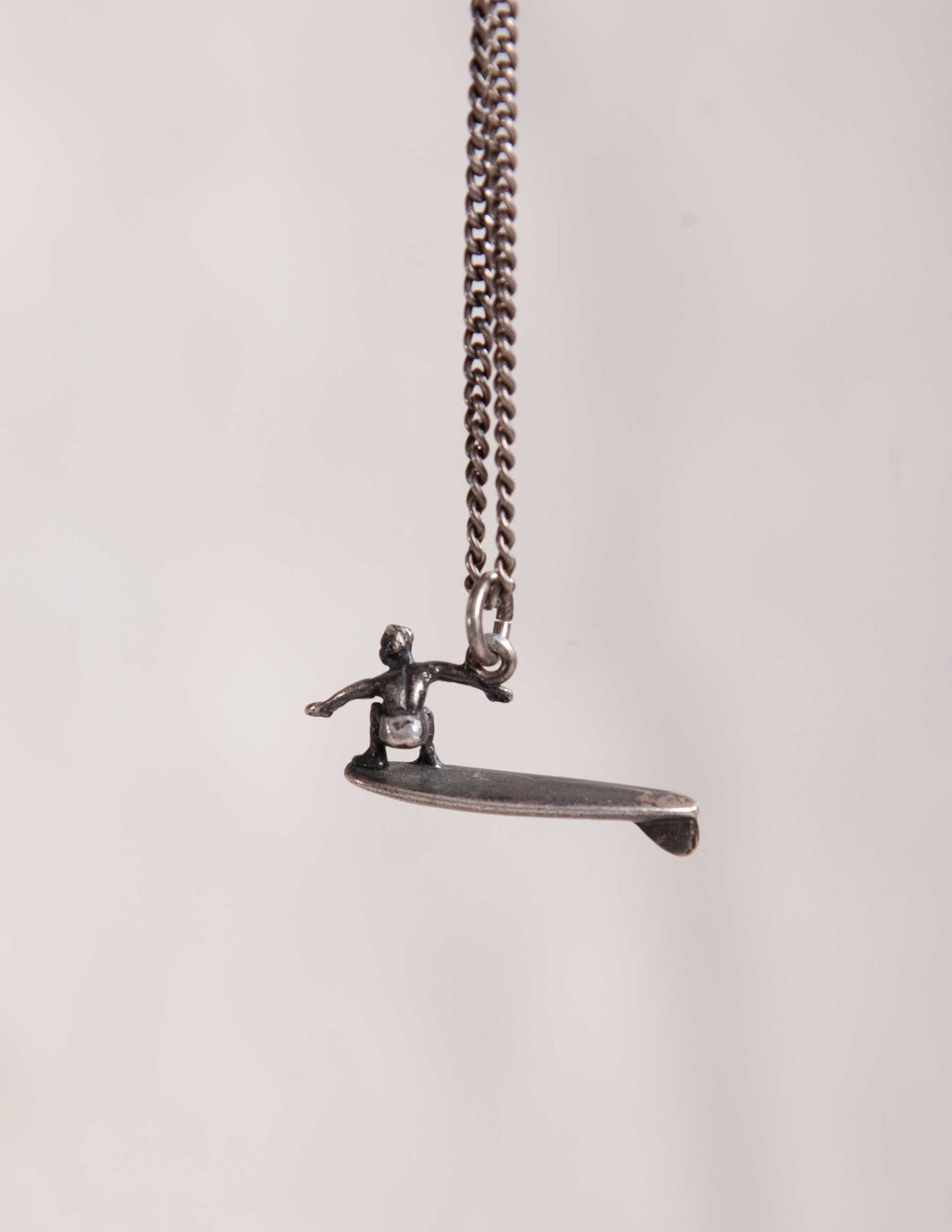 Vintage Surfer Pendant Necklace in Sterling Silver
