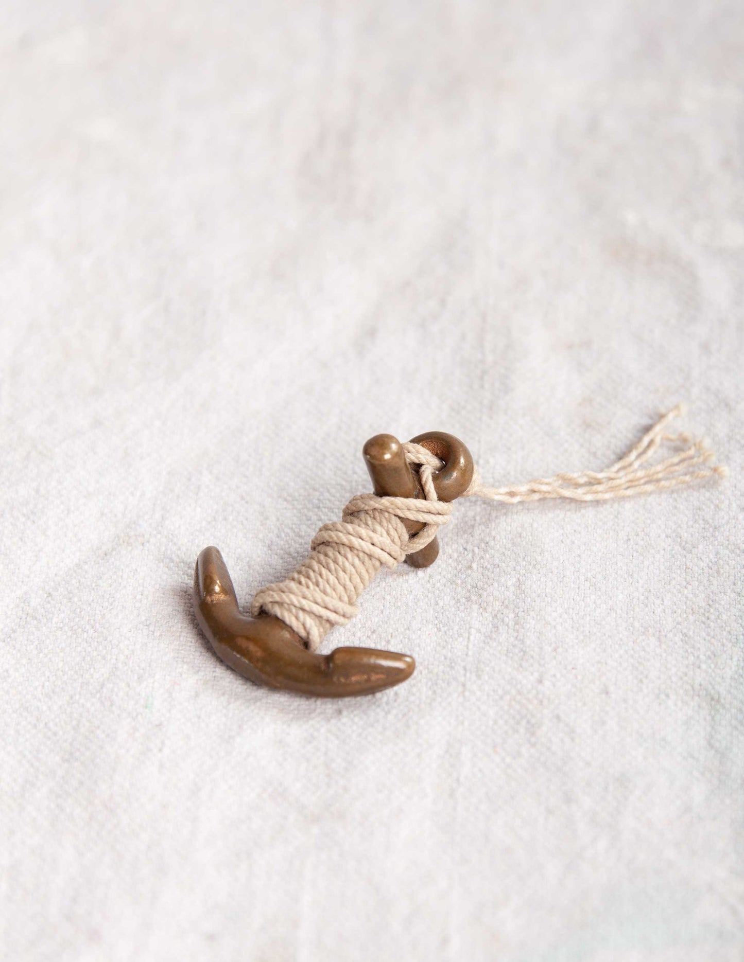 Vintage Miniature Wrapped Anchor – Brass with Cord Detail