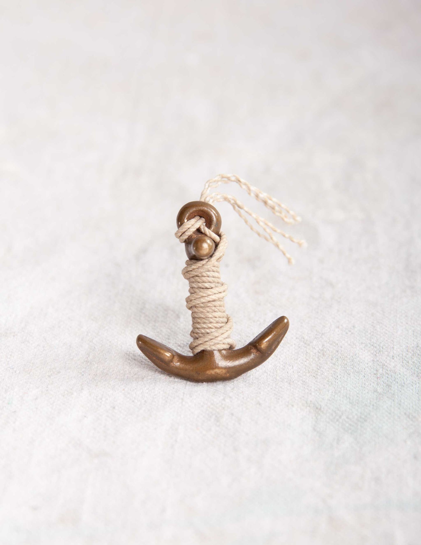 Vintage Miniature Wrapped Anchor – Brass with Cord Detail