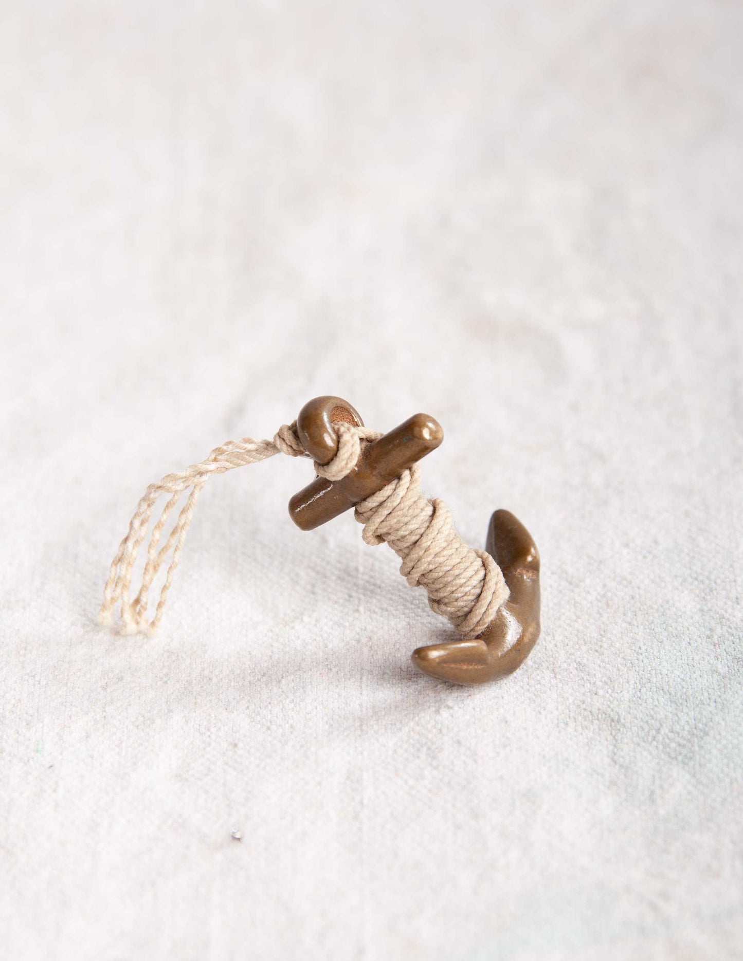 Vintage Miniature Wrapped Anchor – Brass with Cord Detail