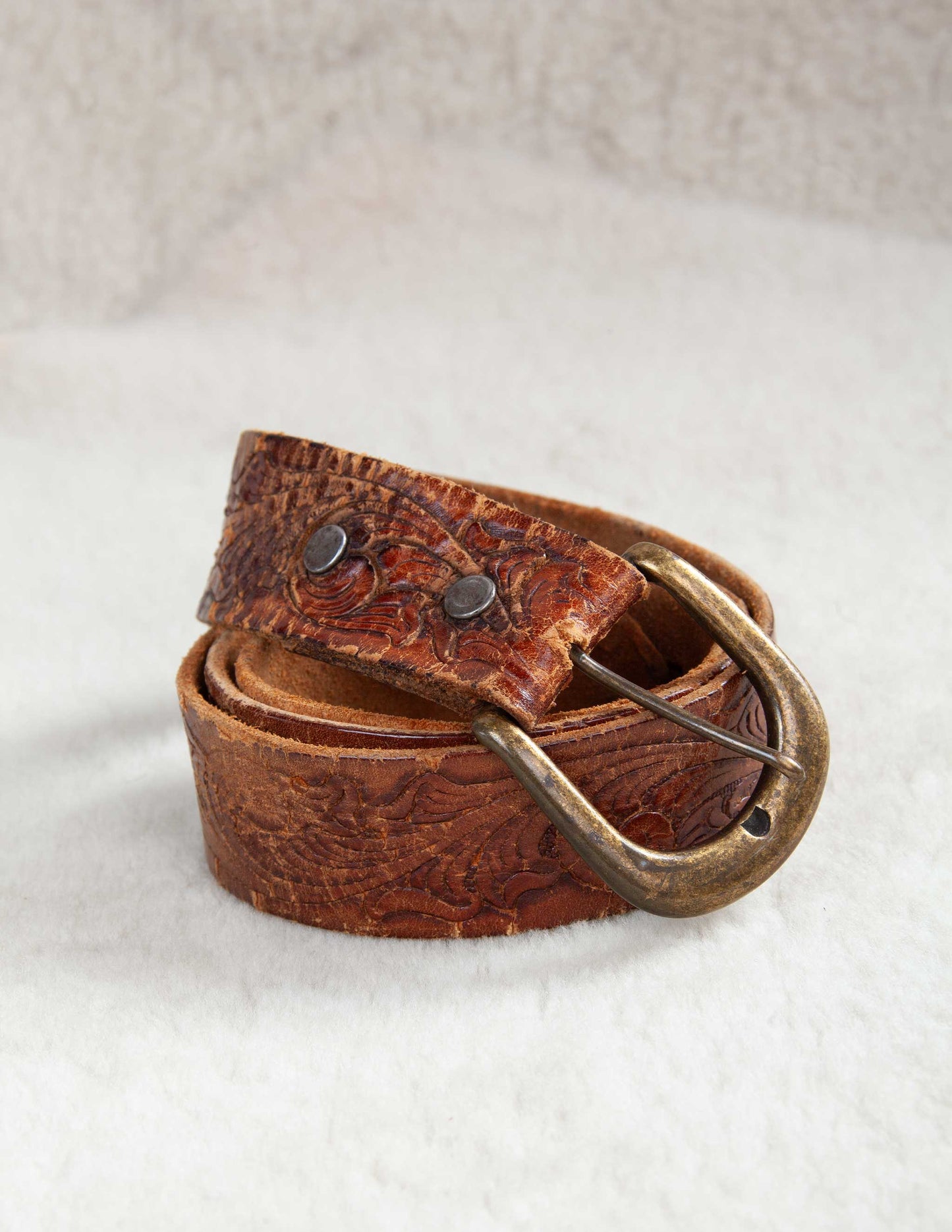 Vintage Tooled Leather Belt